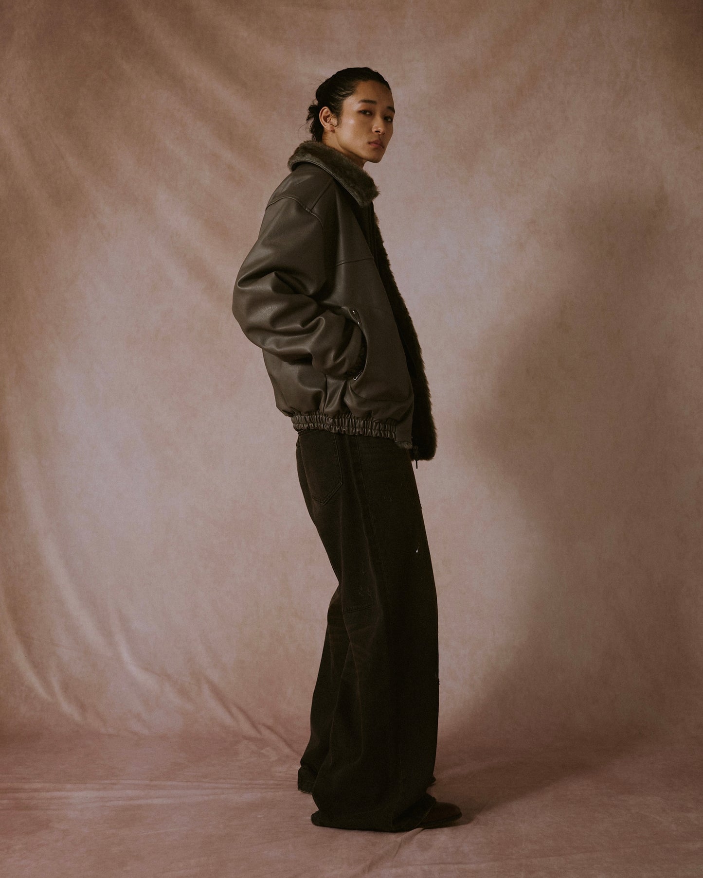 leather/fur faux reversible flight jacket (発送予定:2025年11月上旬~)