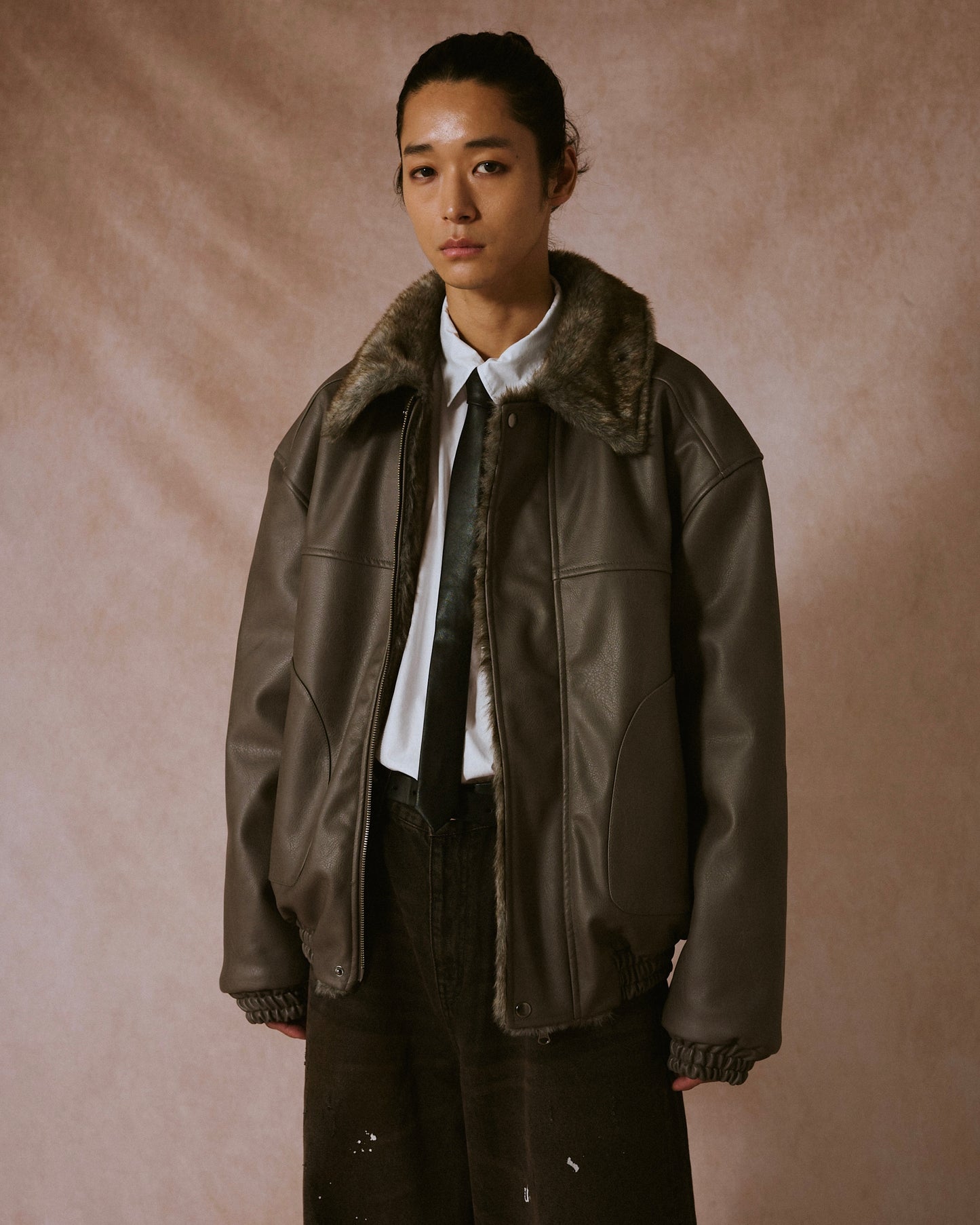 leather/fur faux reversible flight jacket (発送予定:2025年11月上旬~)