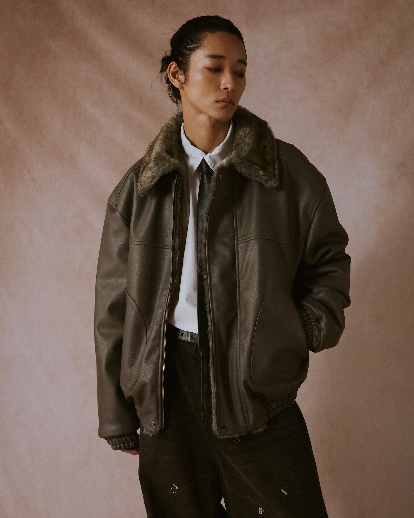 leather/fur faux reversible flight jacket (発送予定:2025年11月上旬~)