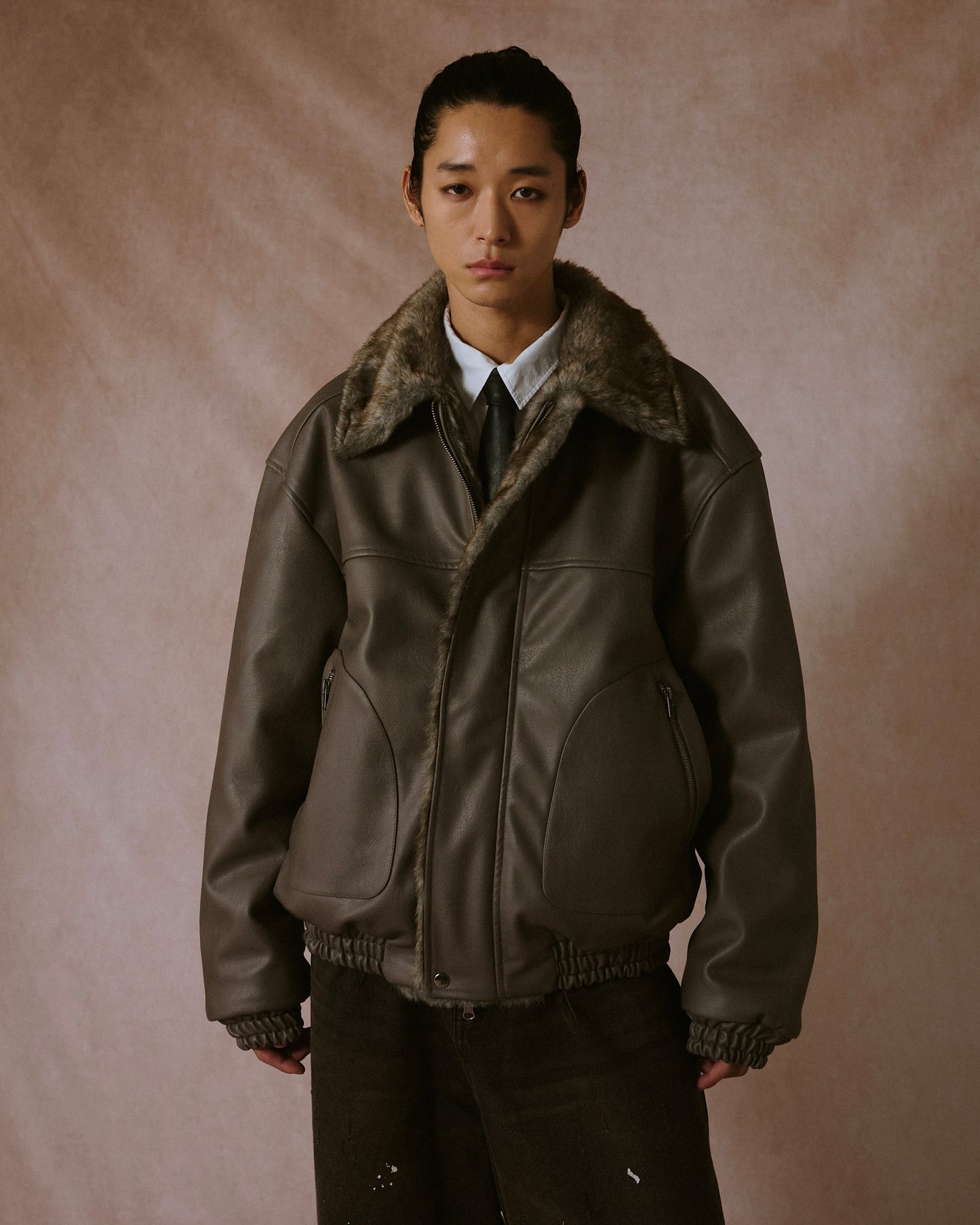 leather/fur faux reversible flight jacket (発送予定:2025年11月上旬~)