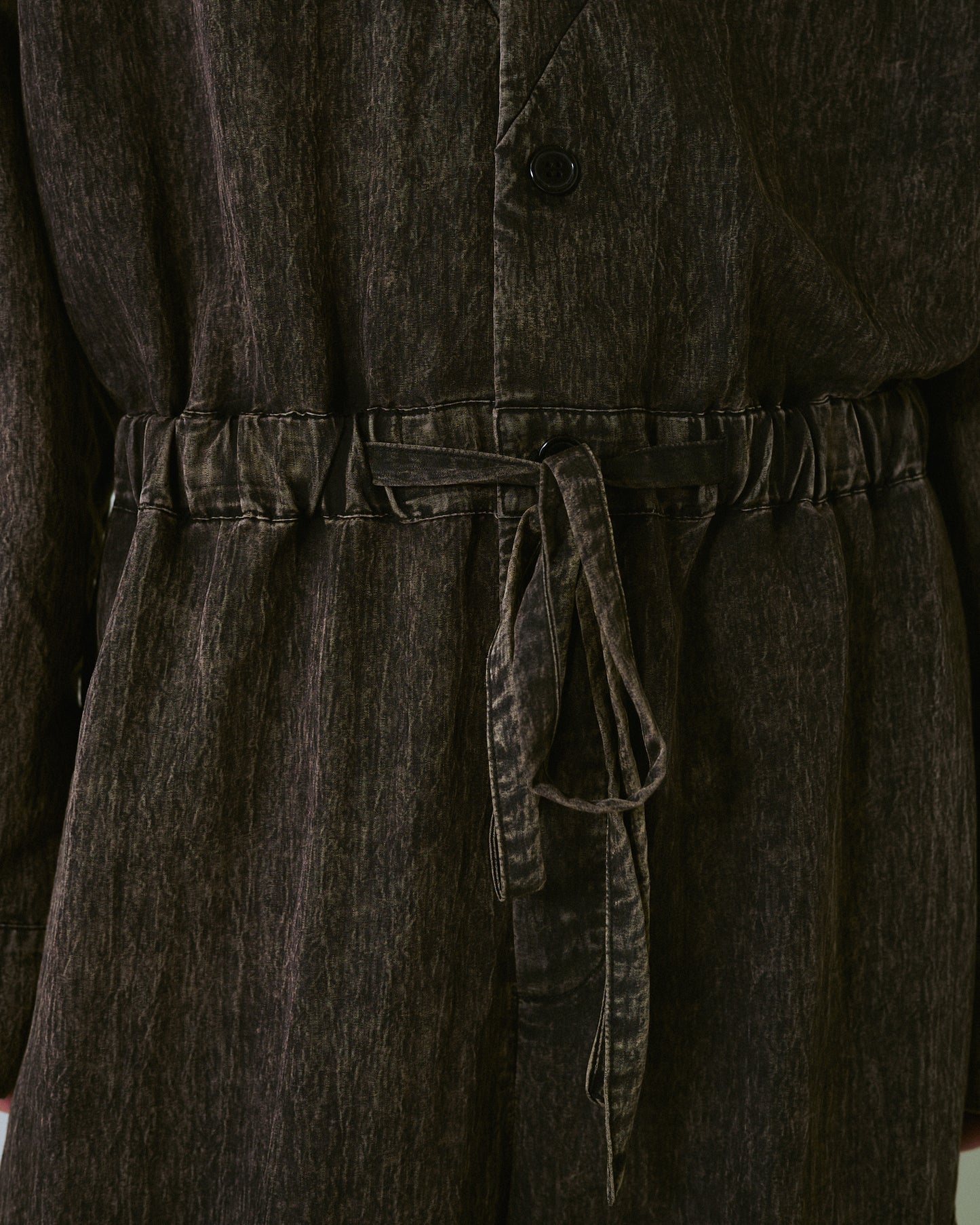 snow-wash faded rayon nylon l/s jump suit