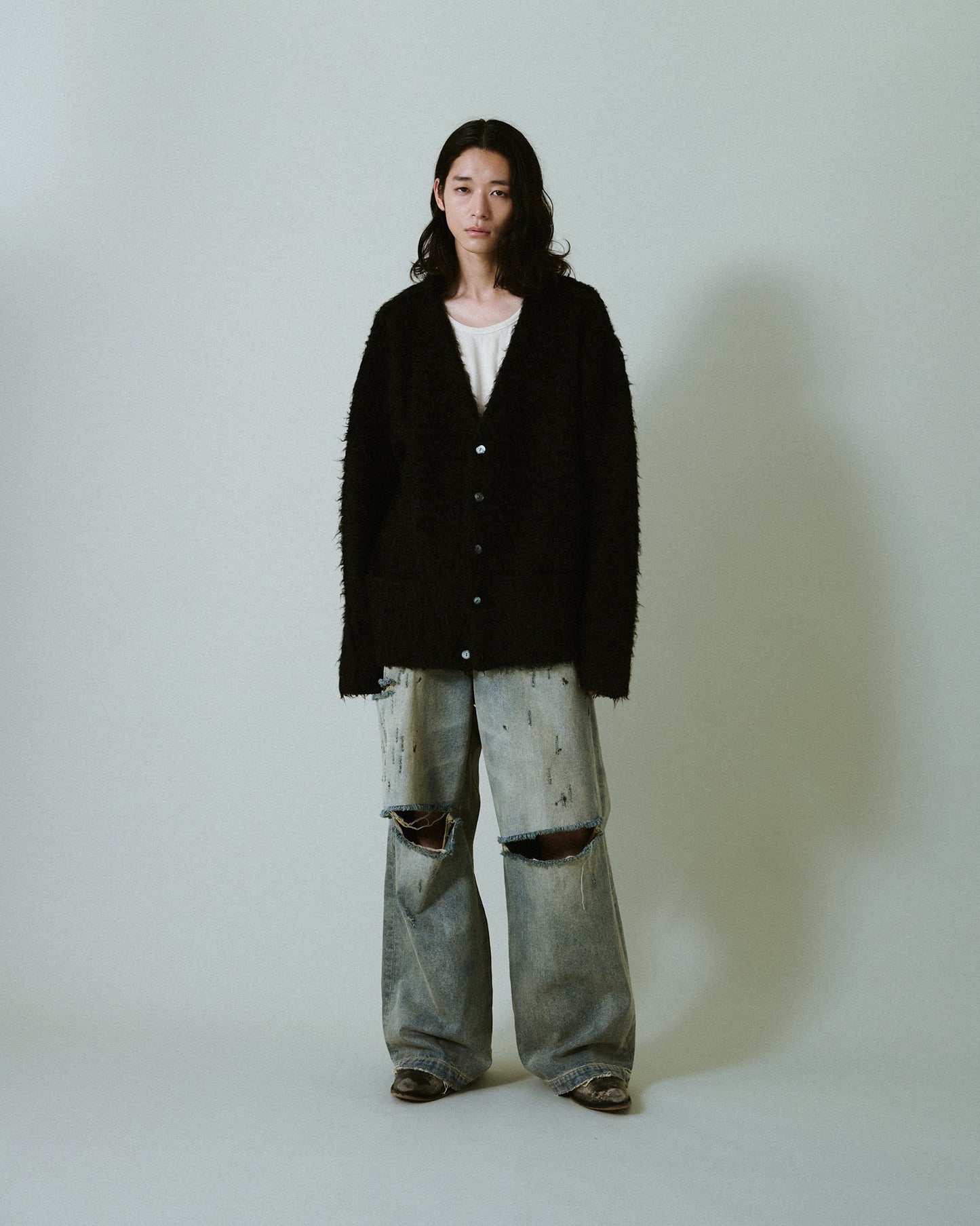 mohair touch super shaggy cardigan