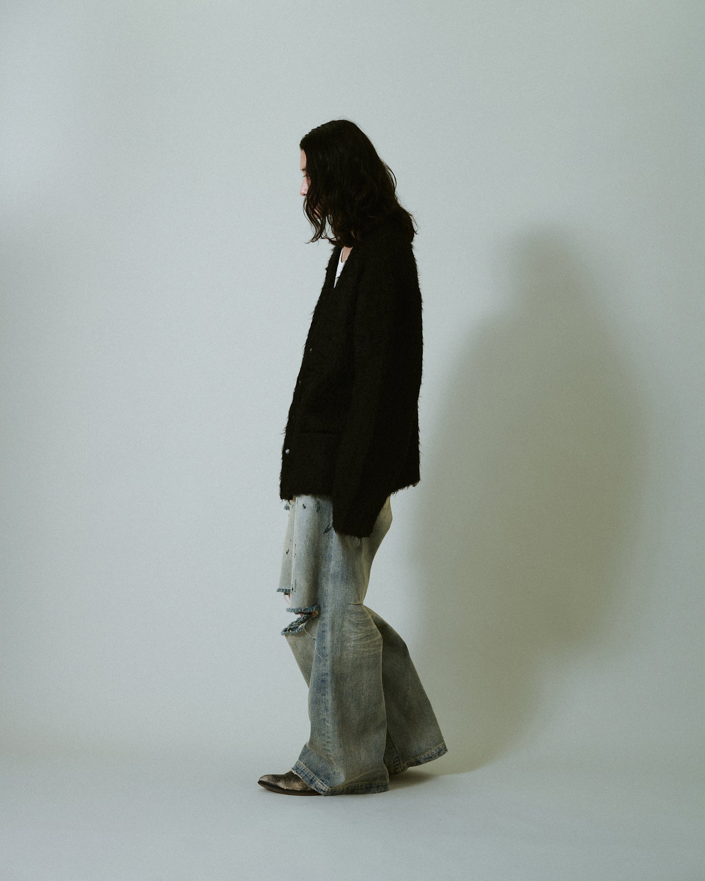 mohair touch super shaggy cardigan