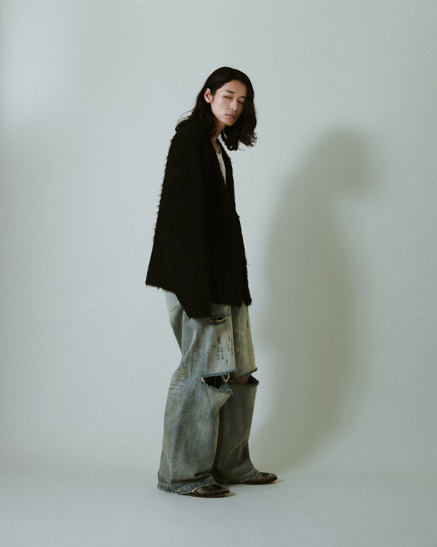 mohair touch super shaggy cardigan