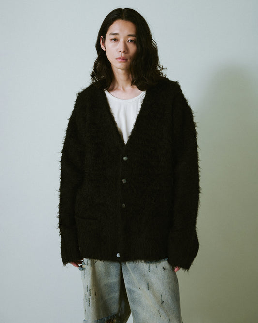 mohair touch super shaggy cardigan