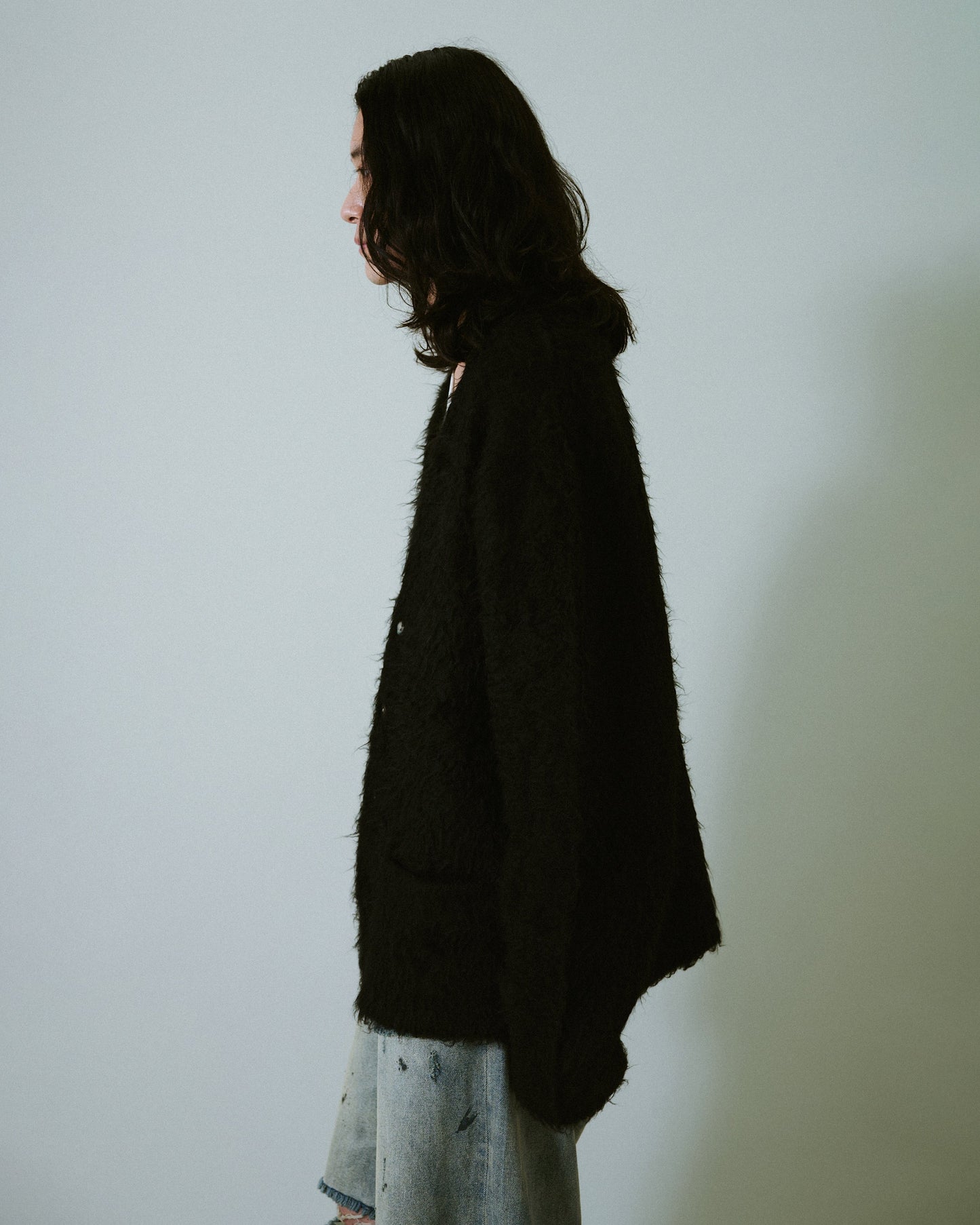 mohair touch super shaggy cardigan