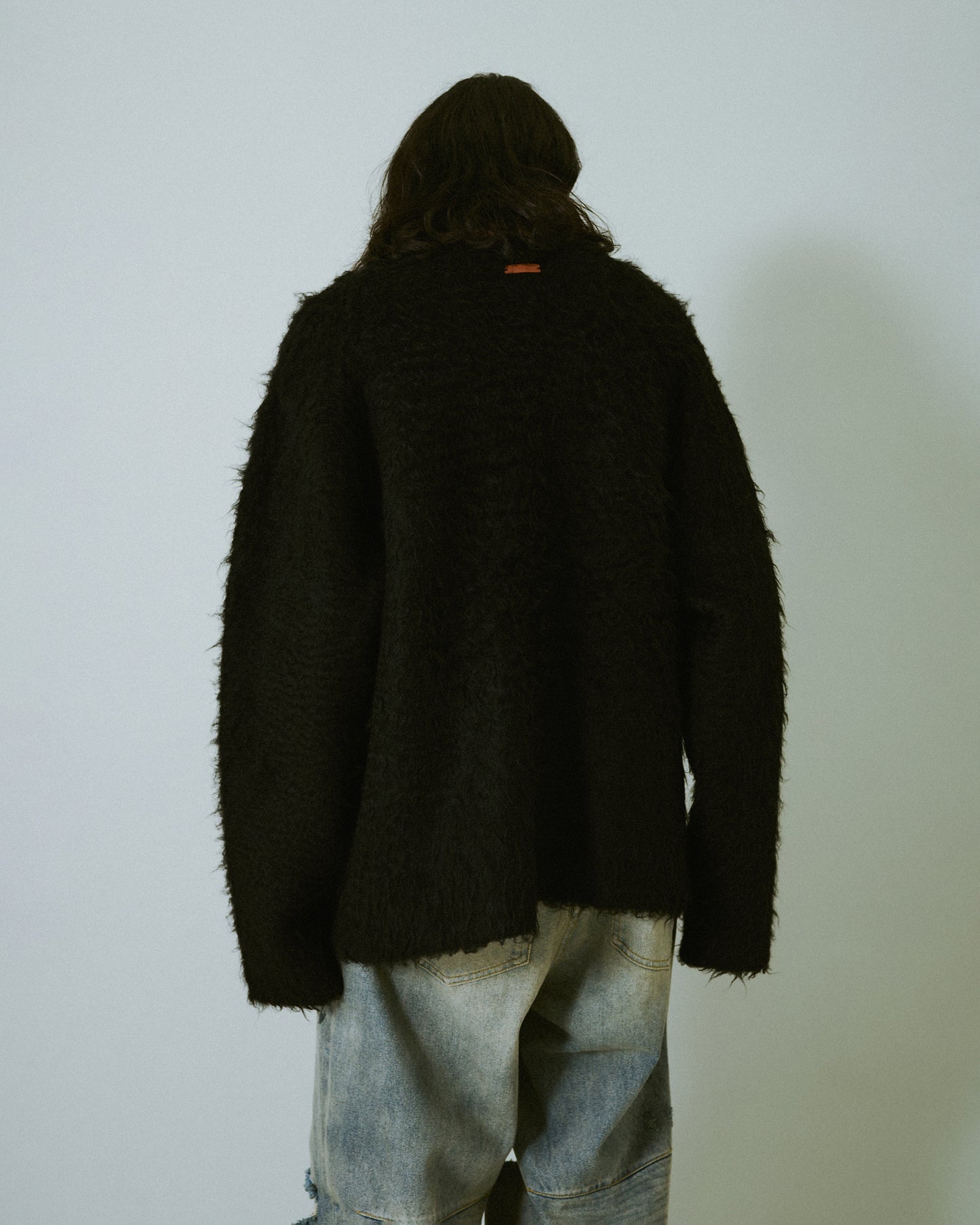 mohair touch super shaggy cardigan