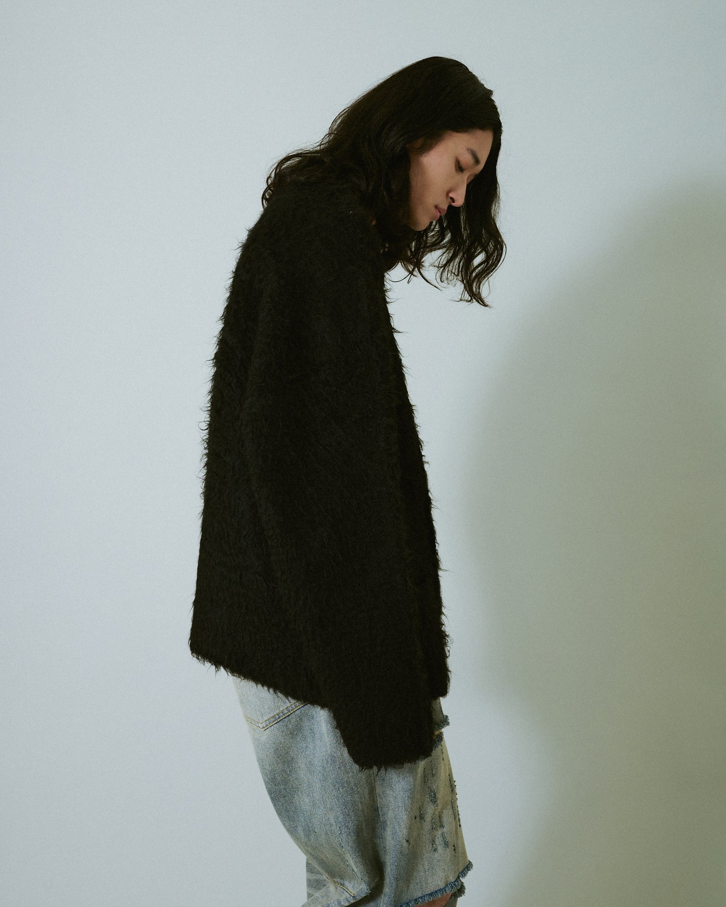 mohair touch super shaggy cardigan