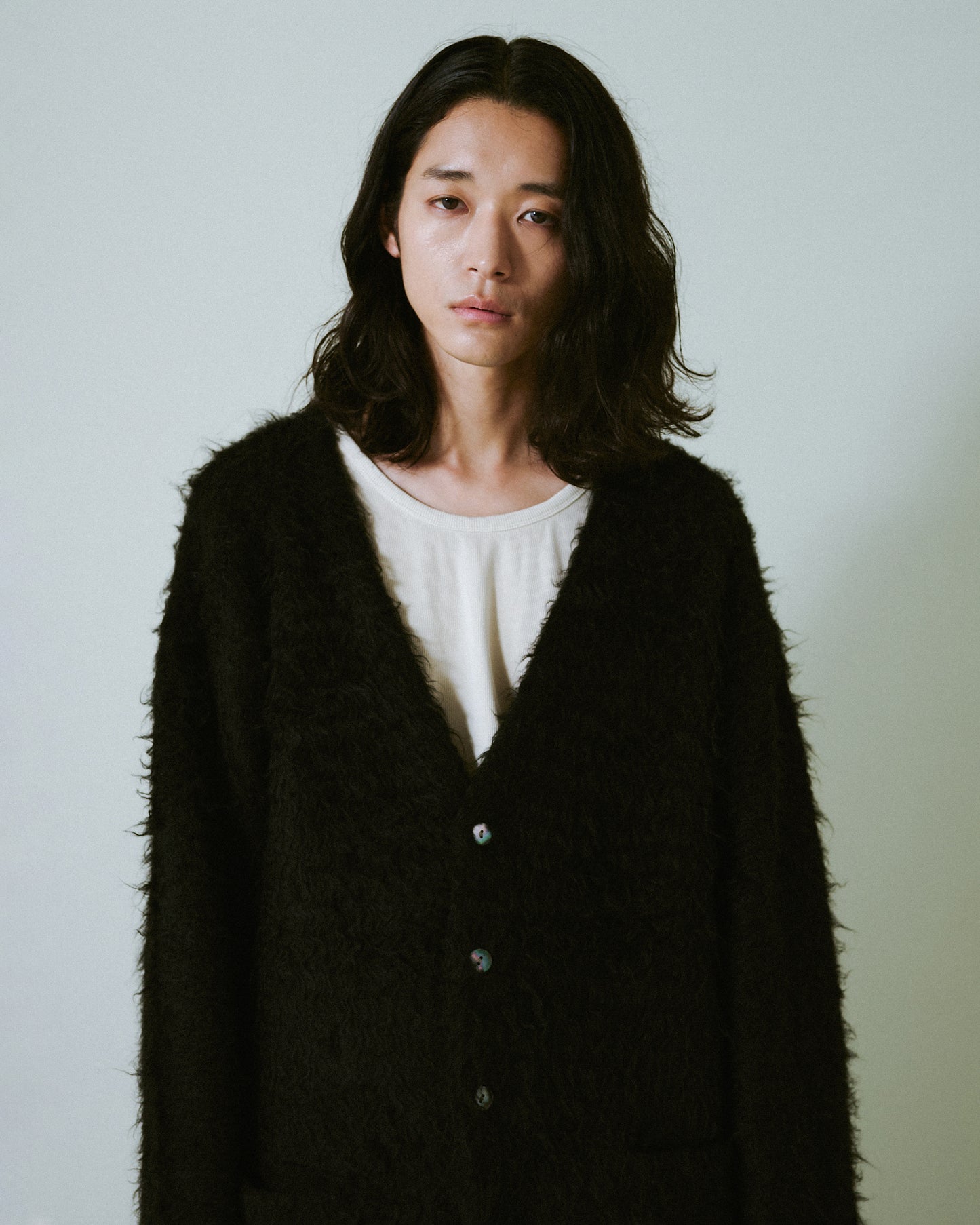 mohair touch super shaggy cardigan