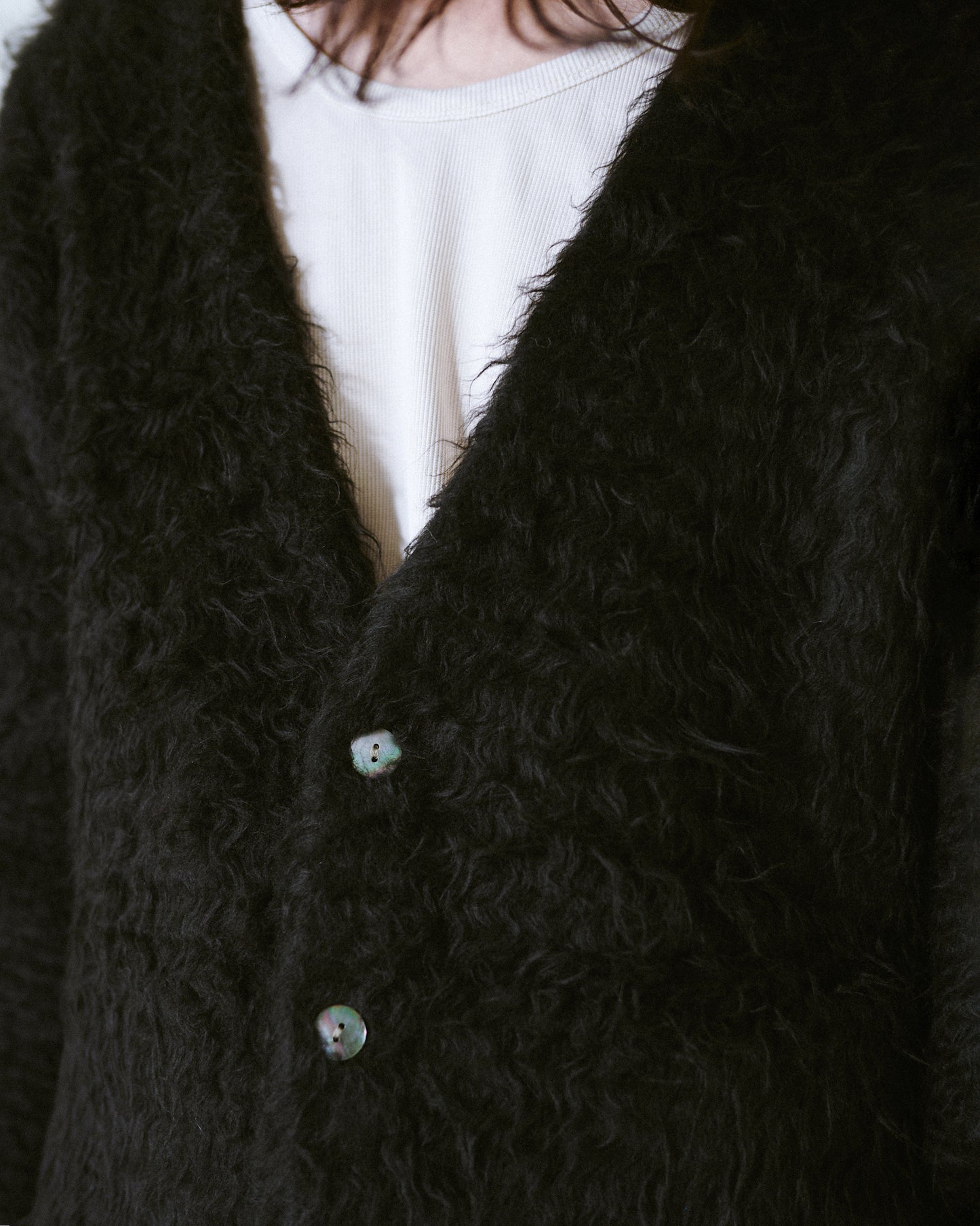 mohair touch super shaggy cardigan