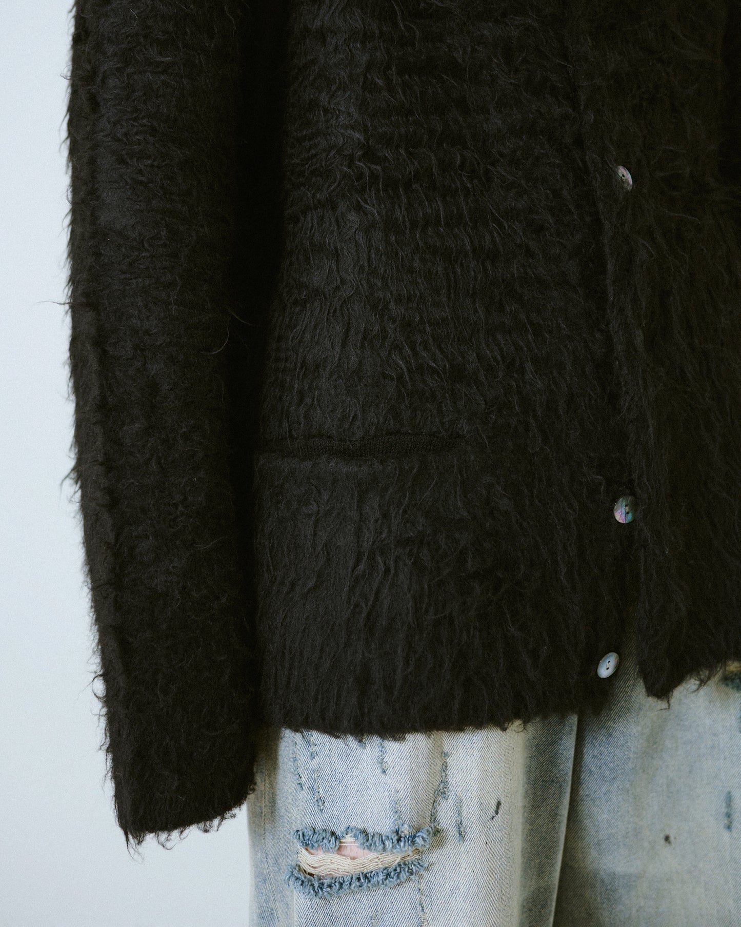 mohair touch super shaggy cardigan
