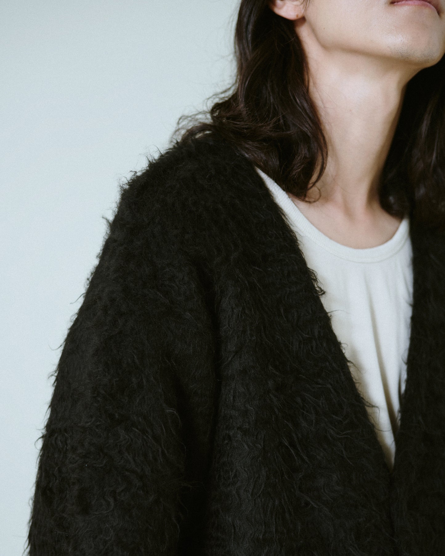 mohair touch super shaggy cardigan