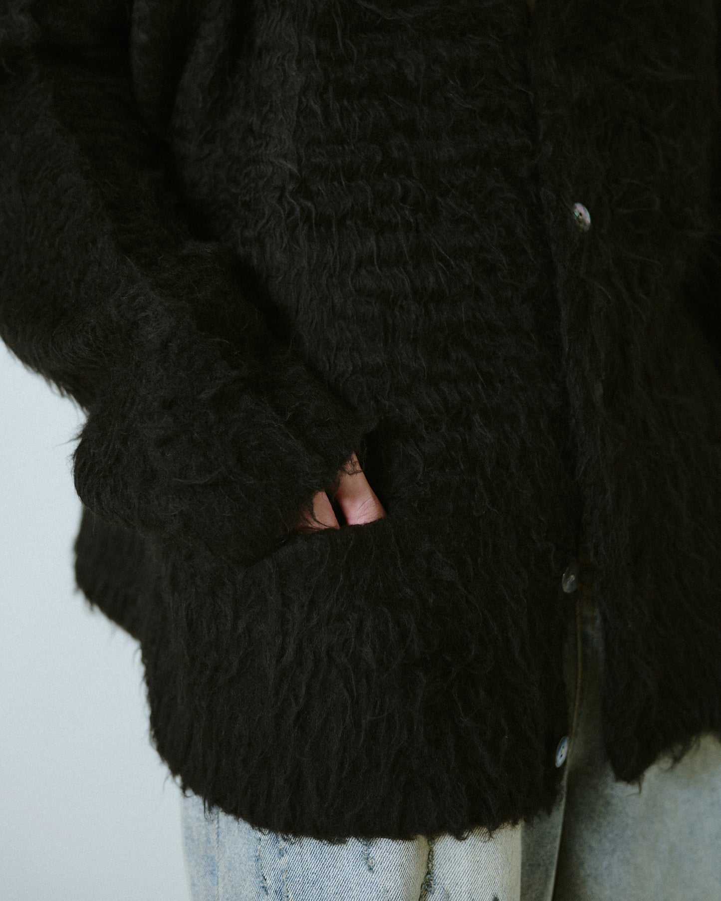 mohair touch super shaggy cardigan