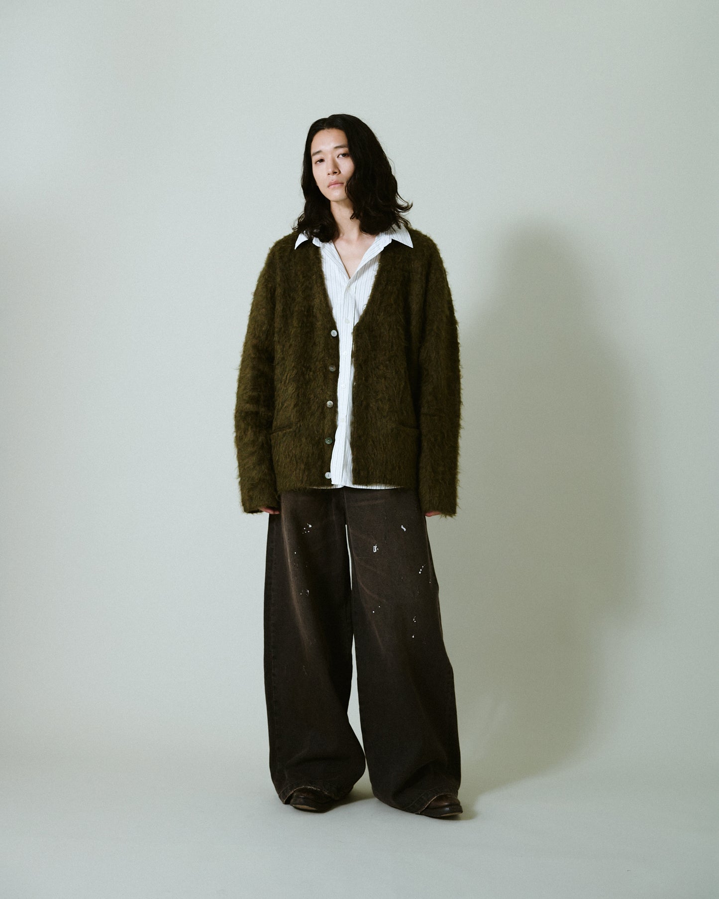 mohair touch super shaggy cardigan