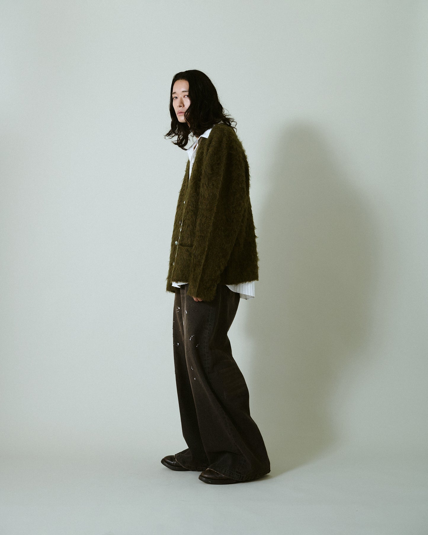 mohair touch super shaggy cardigan