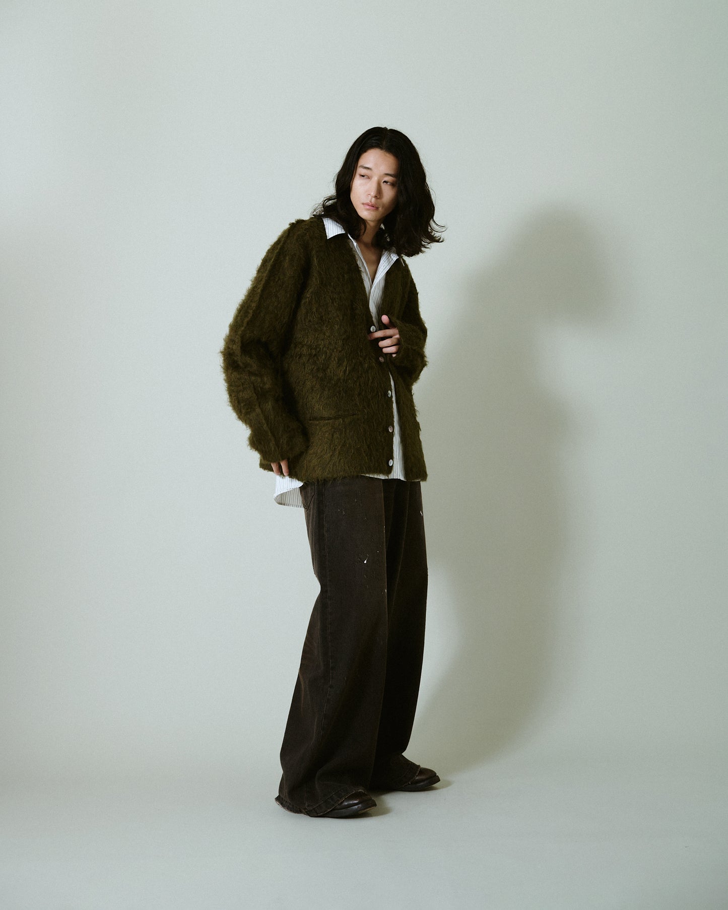 mohair touch super shaggy cardigan