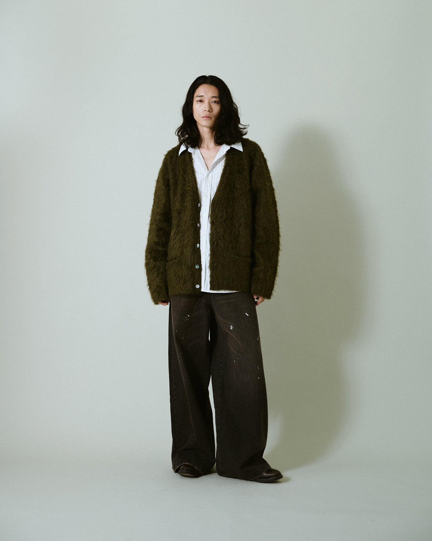 mohair touch super shaggy cardigan