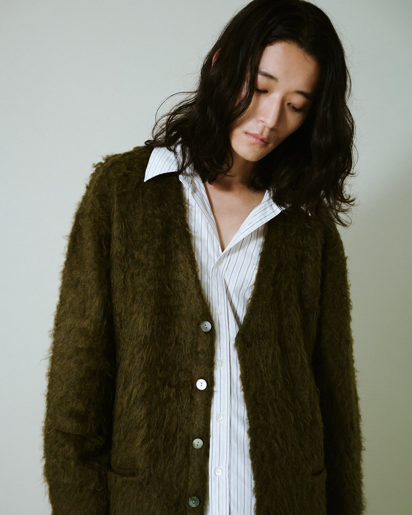 mohair touch super shaggy cardigan