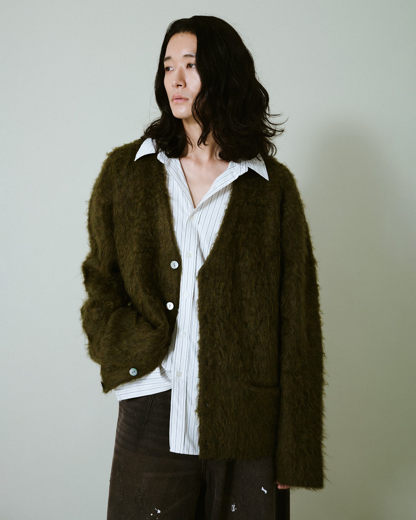 mohair touch super shaggy cardigan