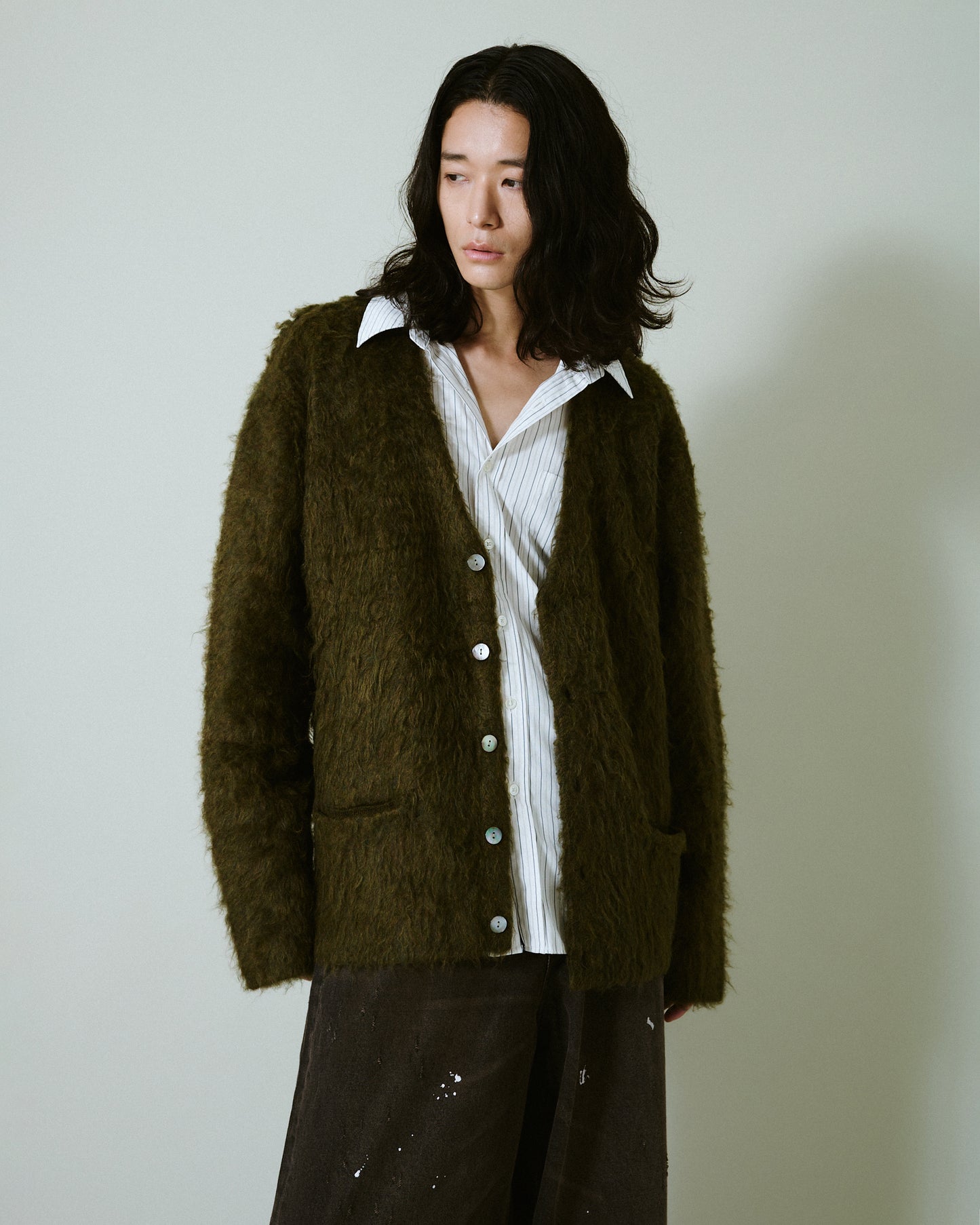 mohair touch super shaggy cardigan