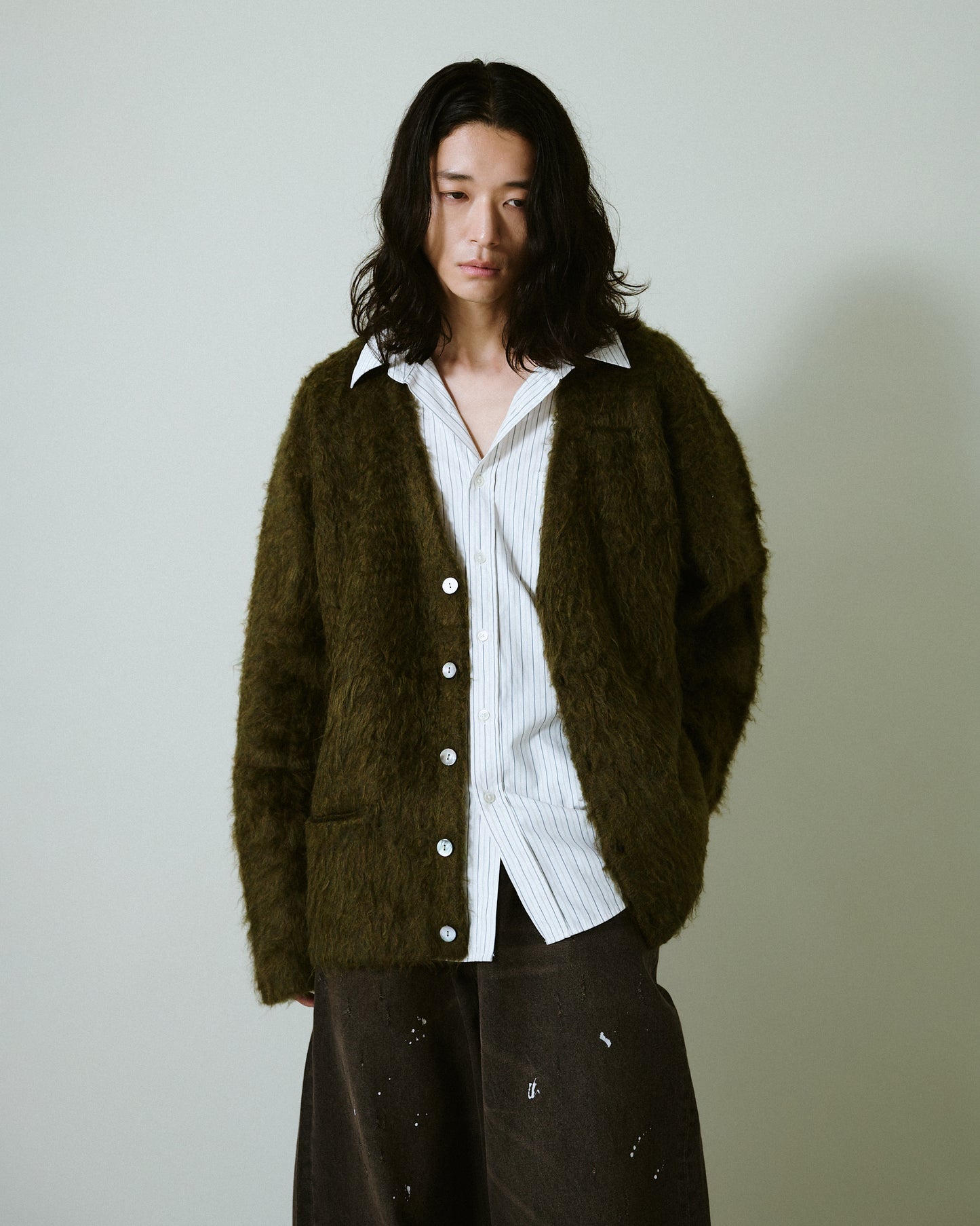 mohair touch super shaggy cardigan