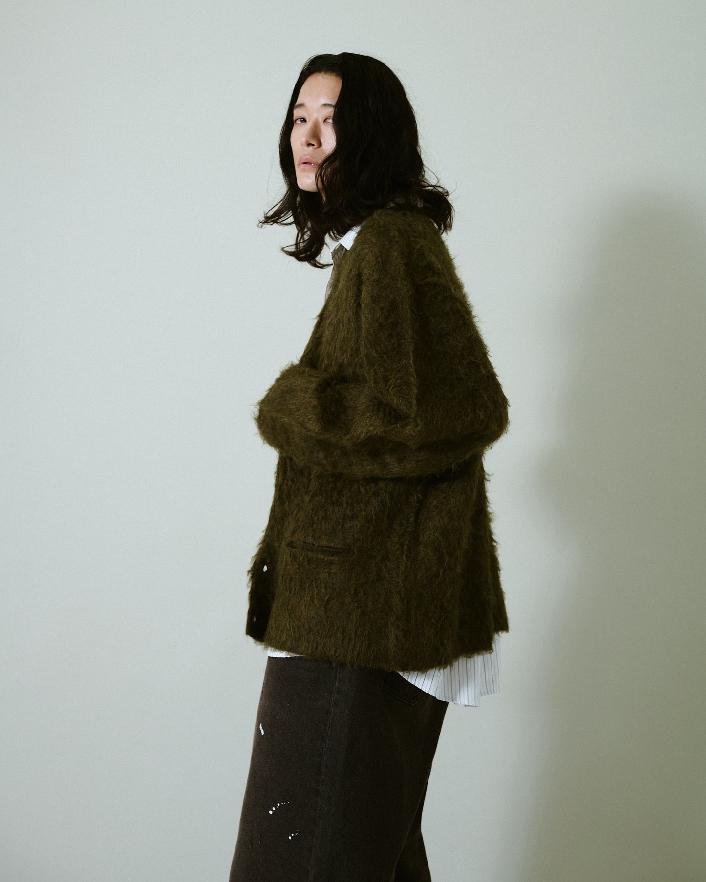 mohair touch super shaggy cardigan