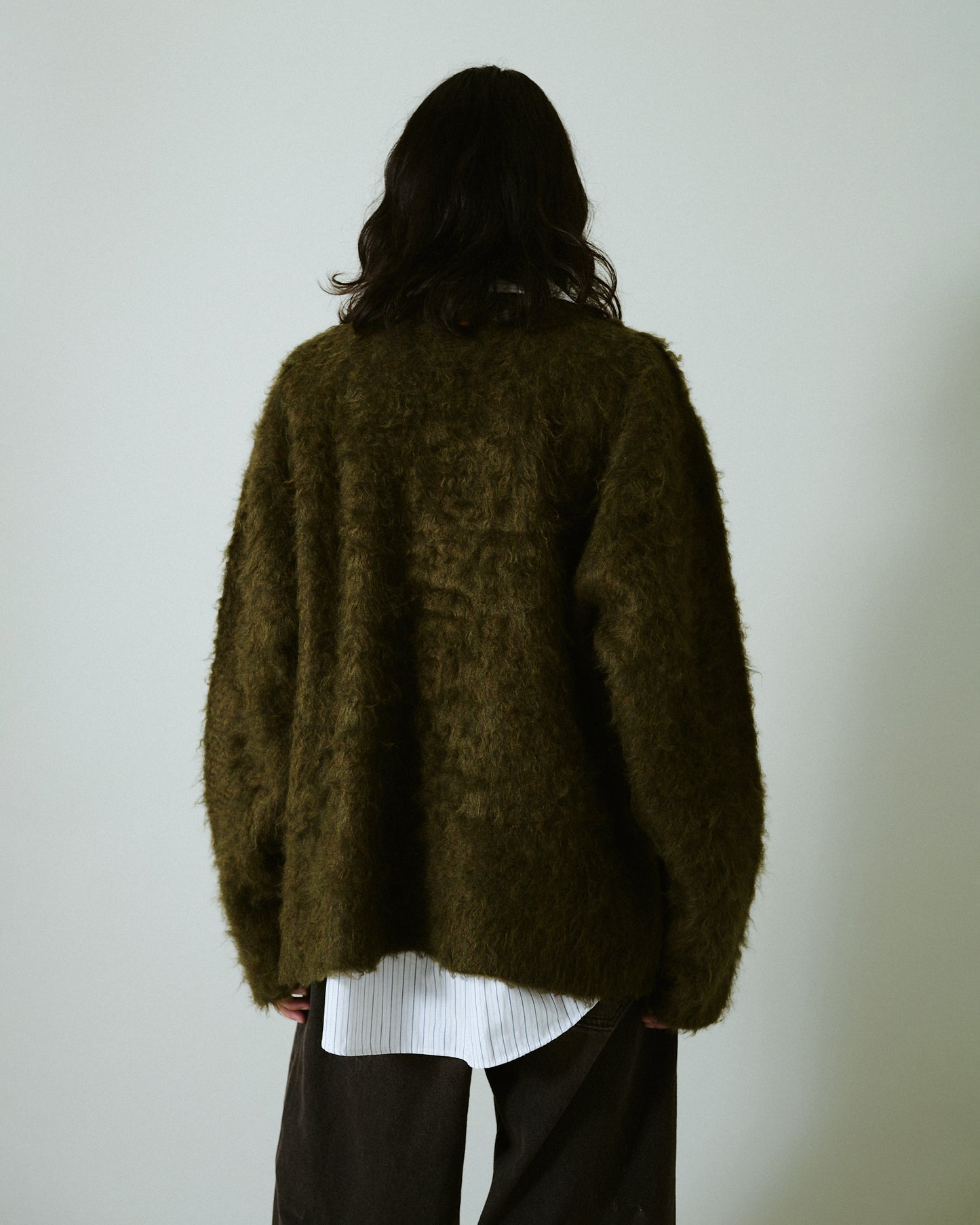 mohair touch super shaggy cardigan