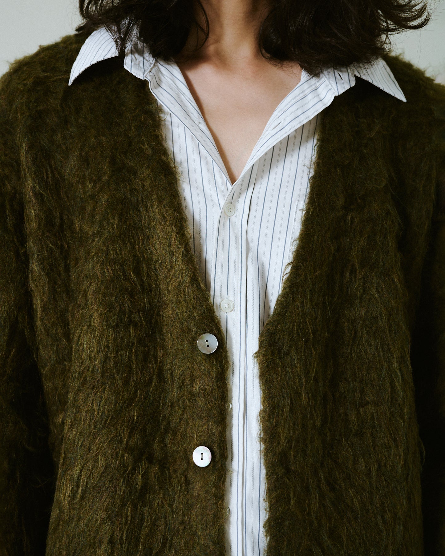 mohair touch super shaggy cardigan