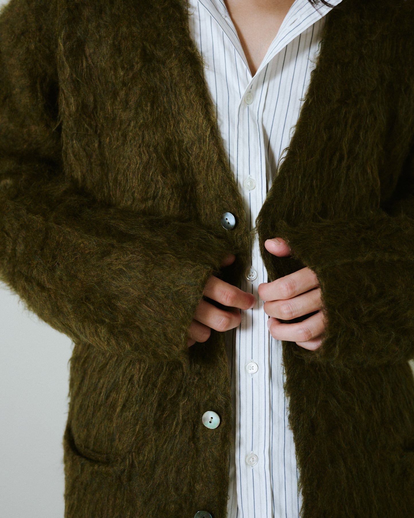 mohair touch super shaggy cardigan