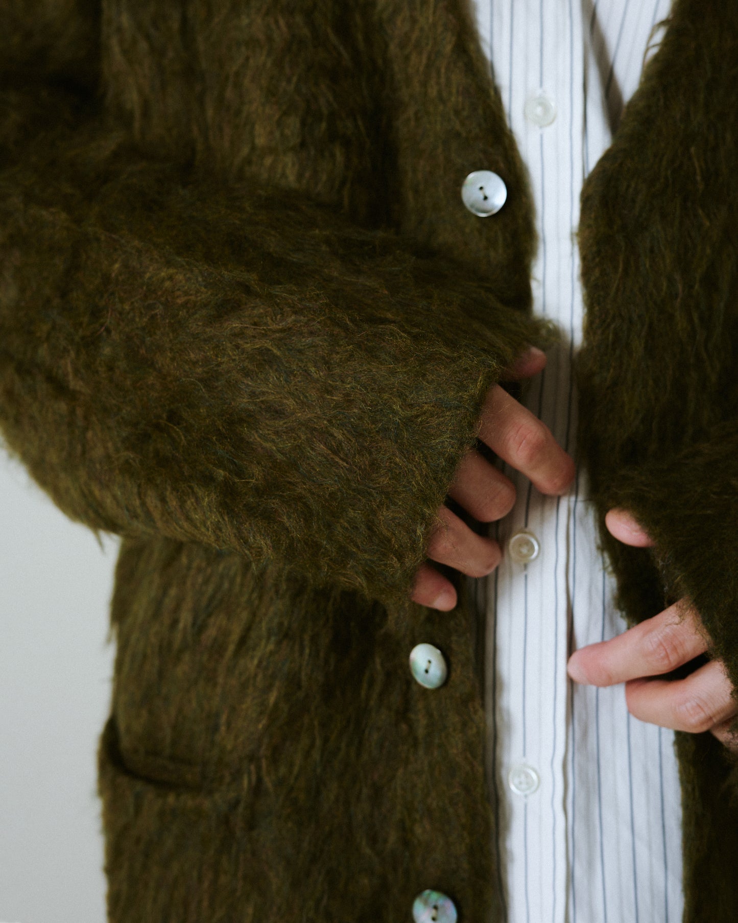 mohair touch super shaggy cardigan