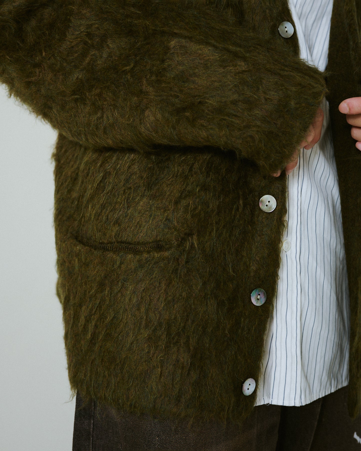 mohair touch super shaggy cardigan