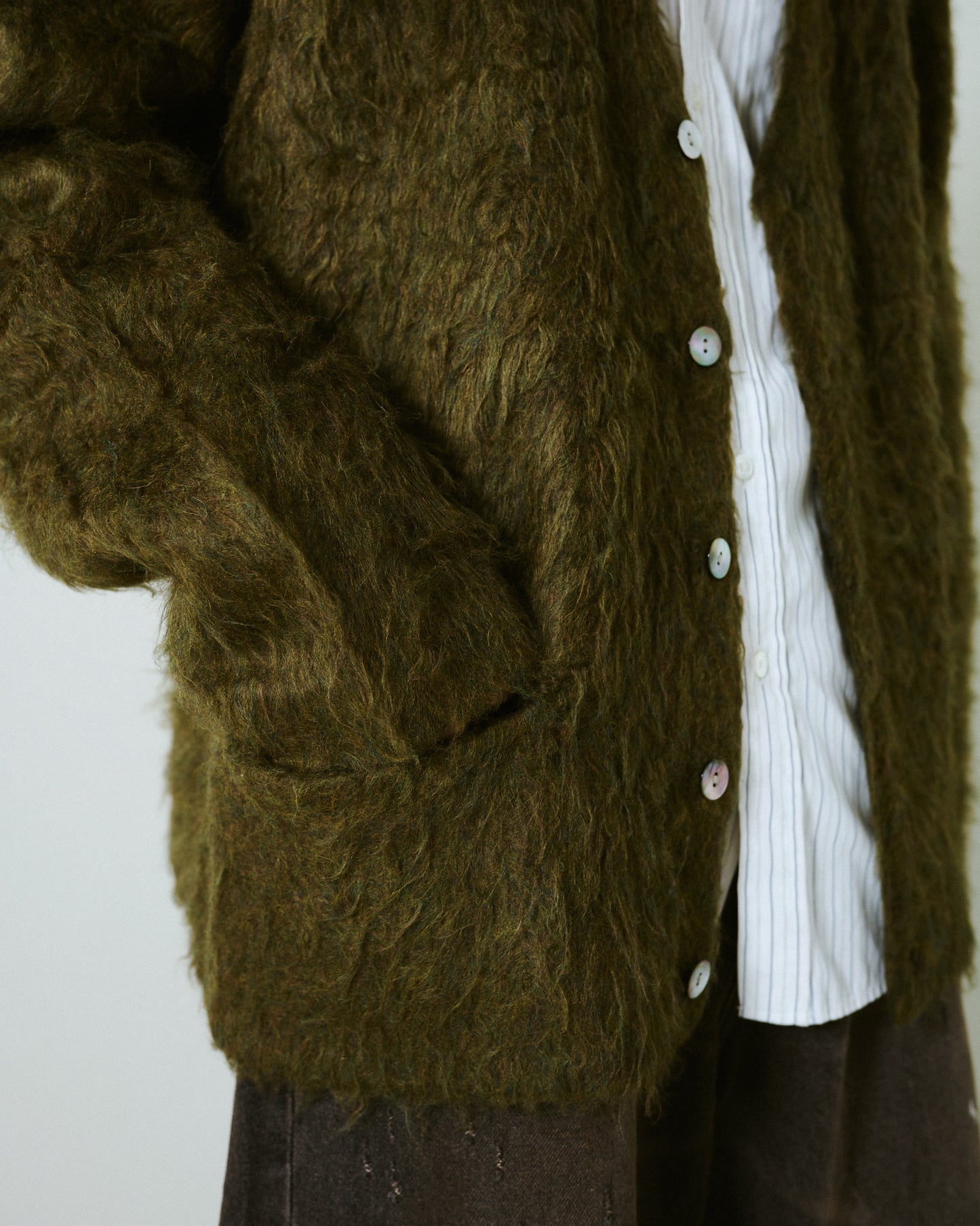 mohair touch super shaggy cardigan