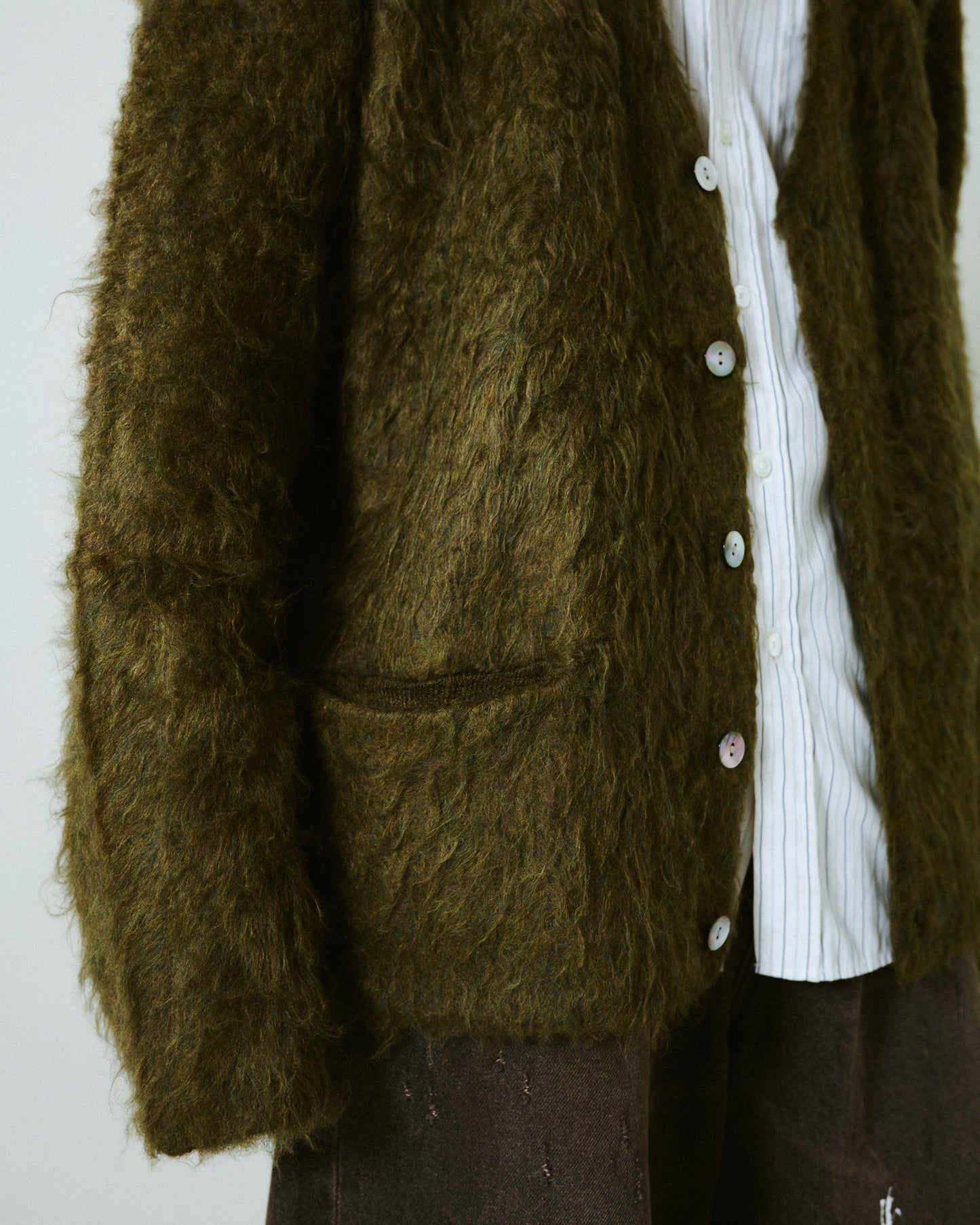 mohair touch super shaggy cardigan