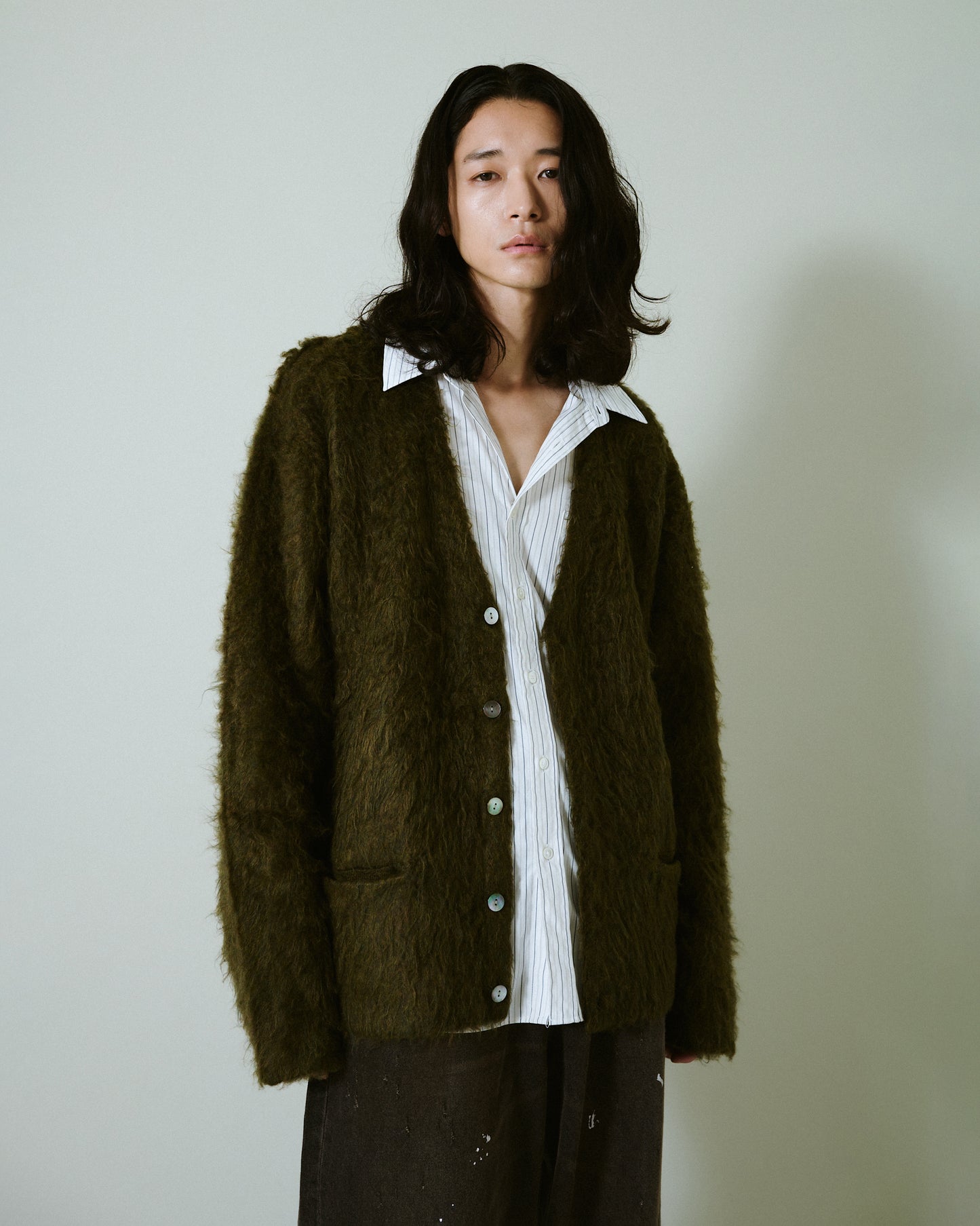 mohair touch super shaggy cardigan