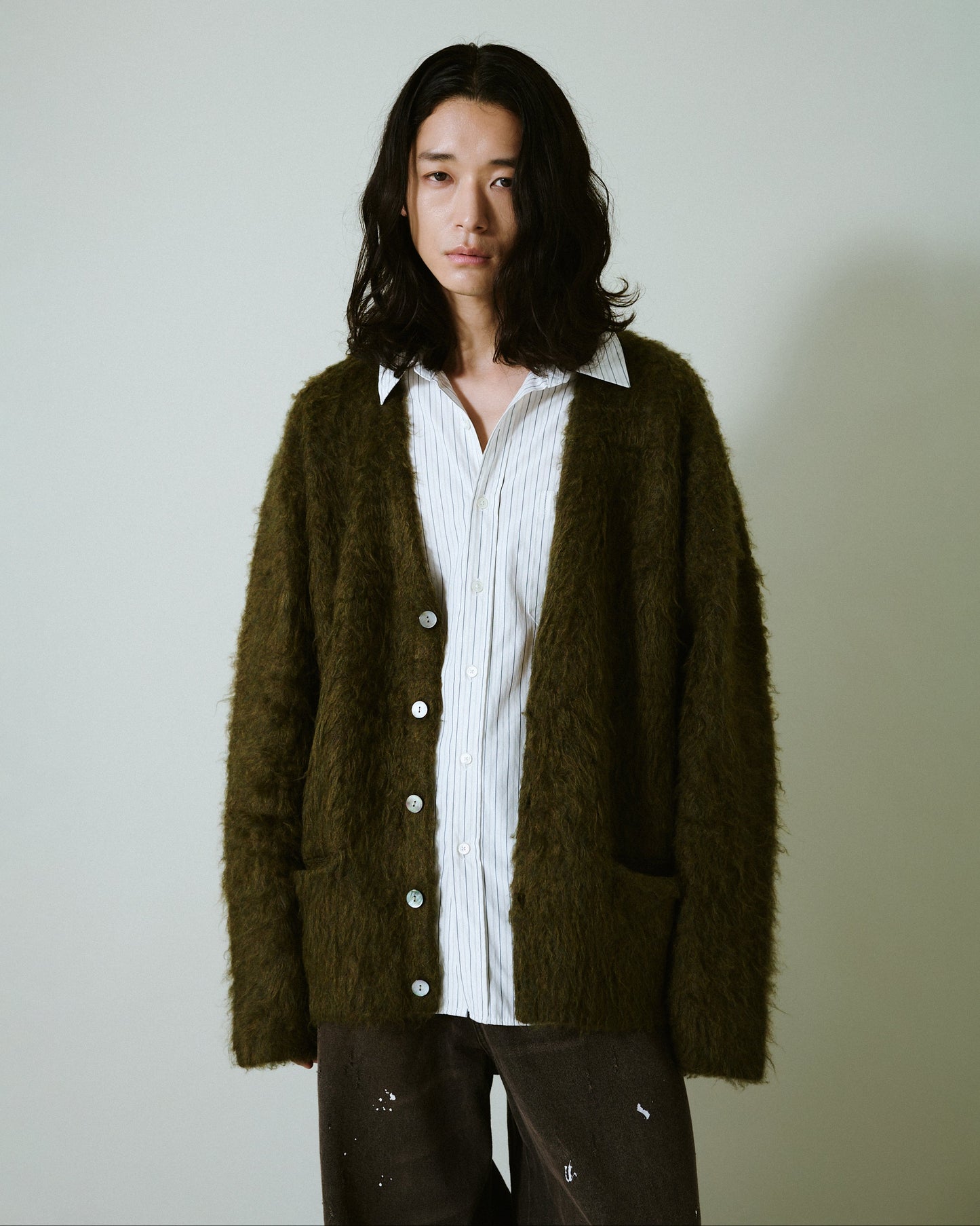 mohair touch super shaggy cardigan