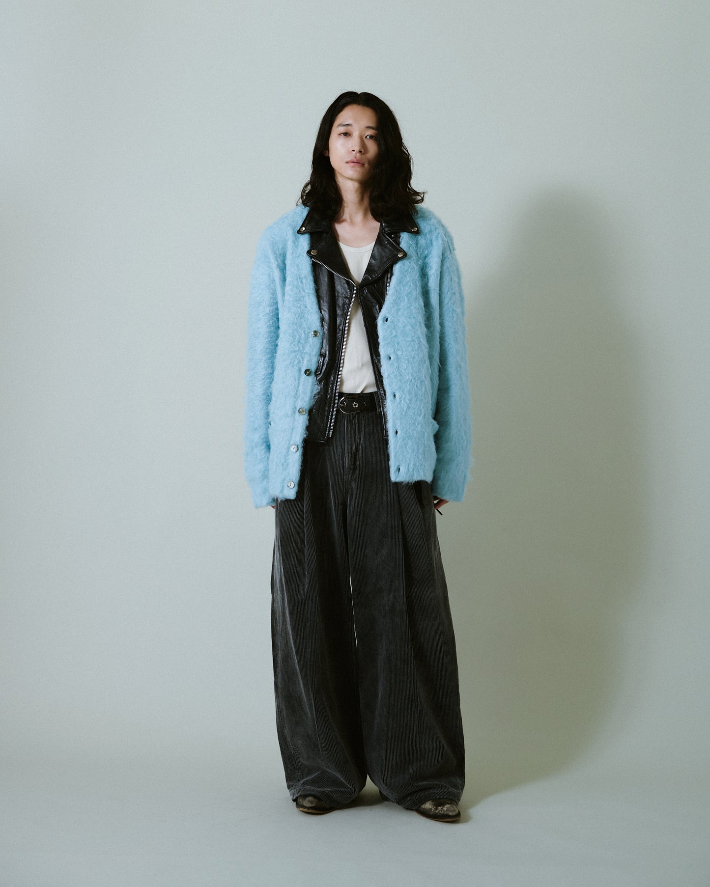 mohair touch super shaggy cardigan