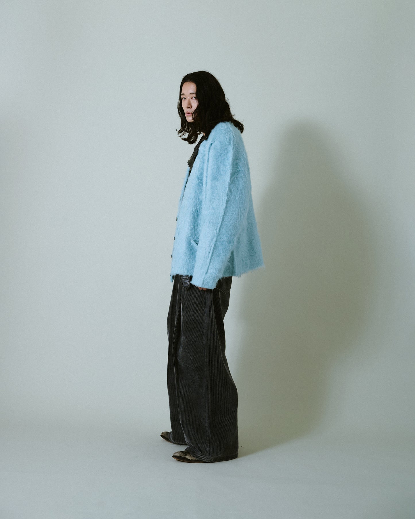 mohair touch super shaggy cardigan
