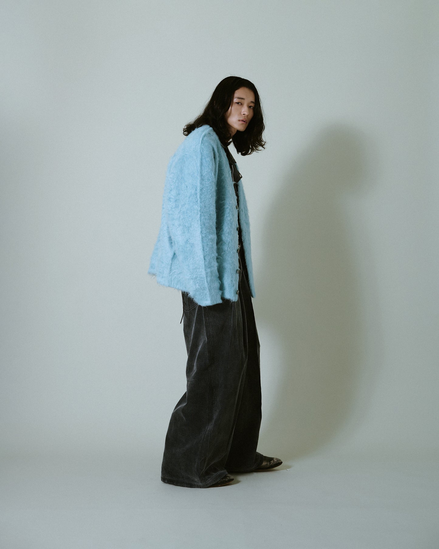 mohair touch super shaggy cardigan
