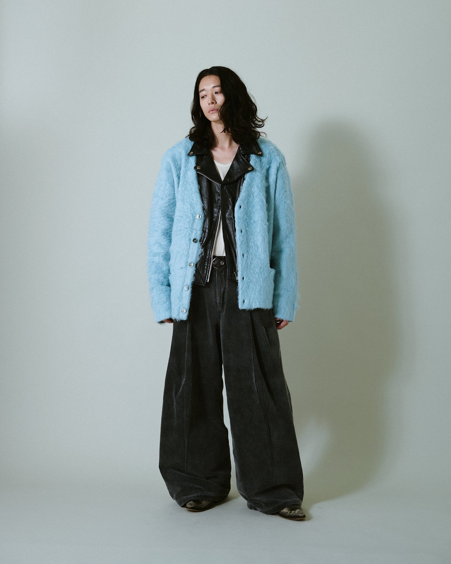 mohair touch super shaggy cardigan