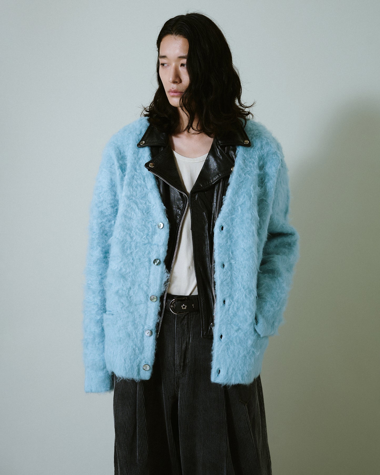 mohair touch super shaggy cardigan