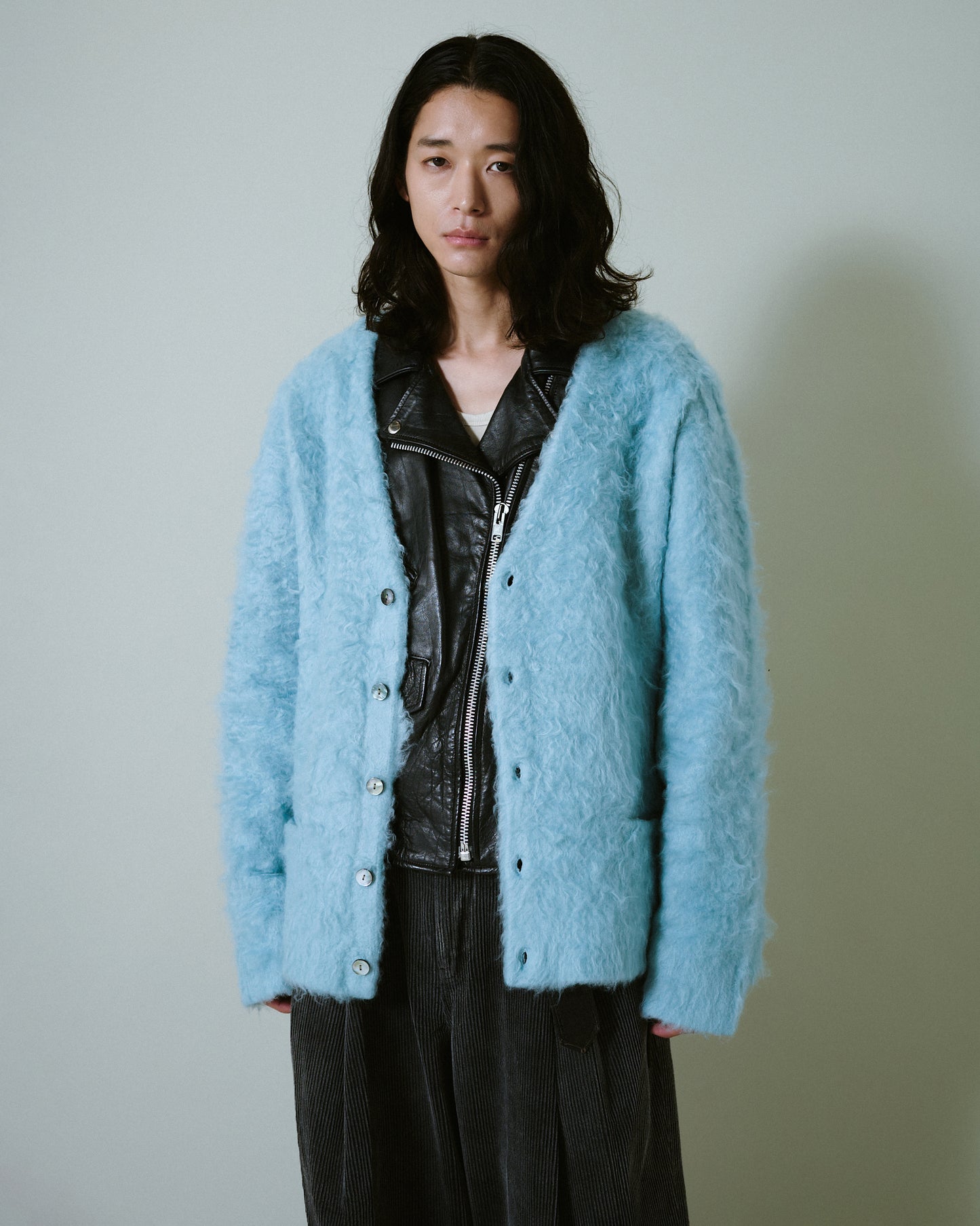 mohair touch super shaggy cardigan