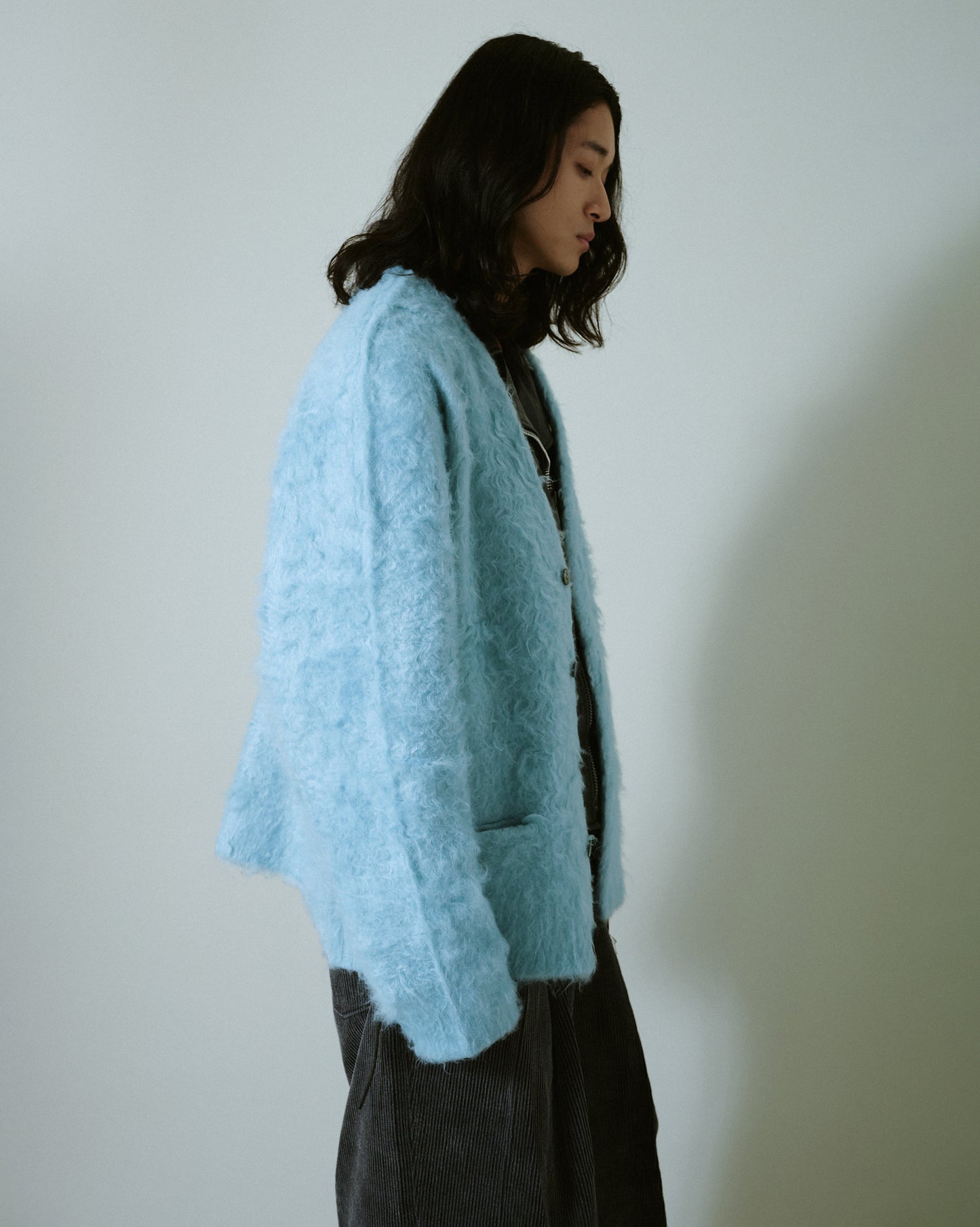 mohair touch super shaggy cardigan