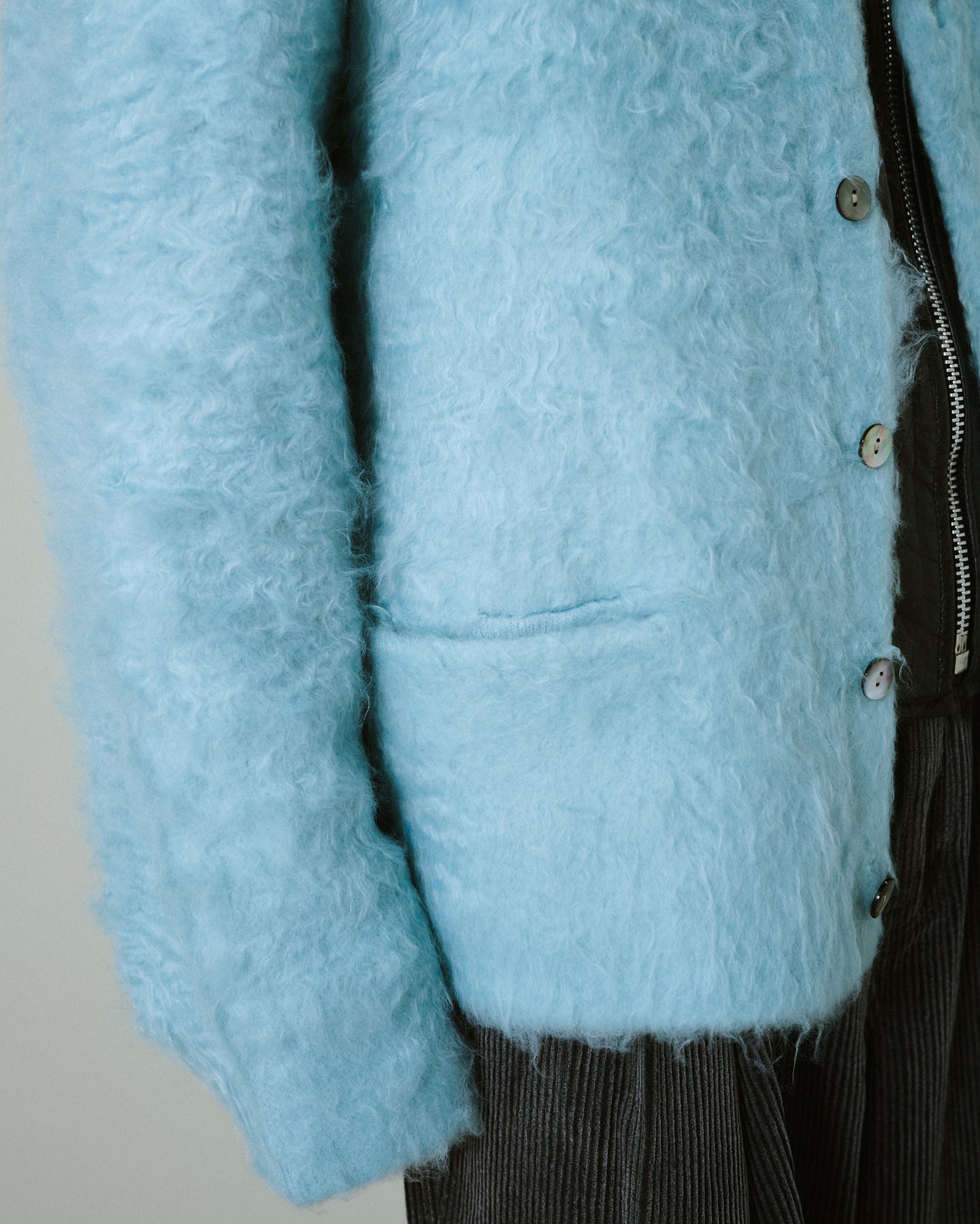 mohair touch super shaggy cardigan
