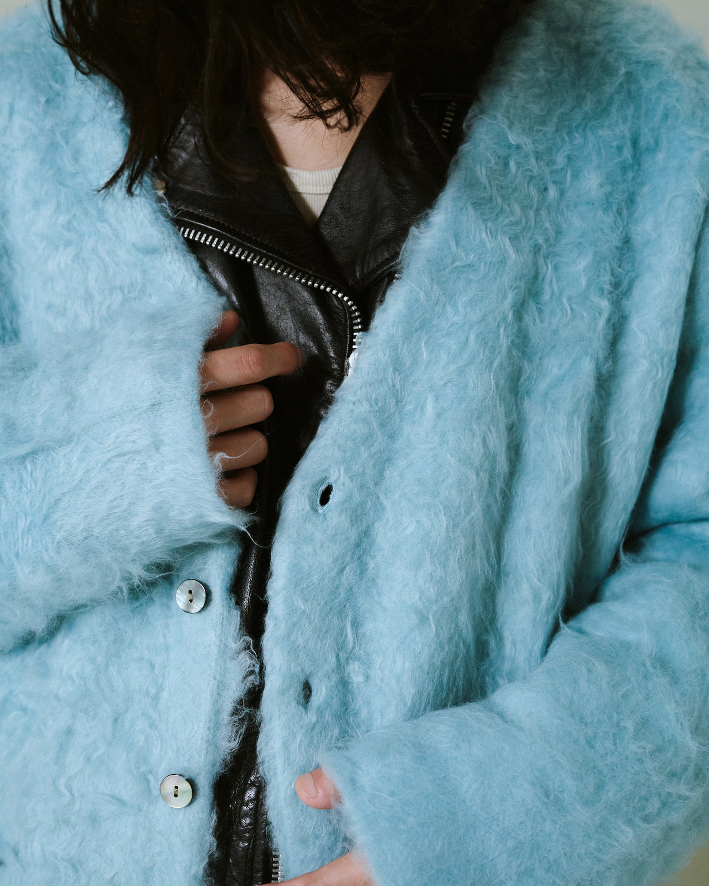 mohair touch super shaggy cardigan