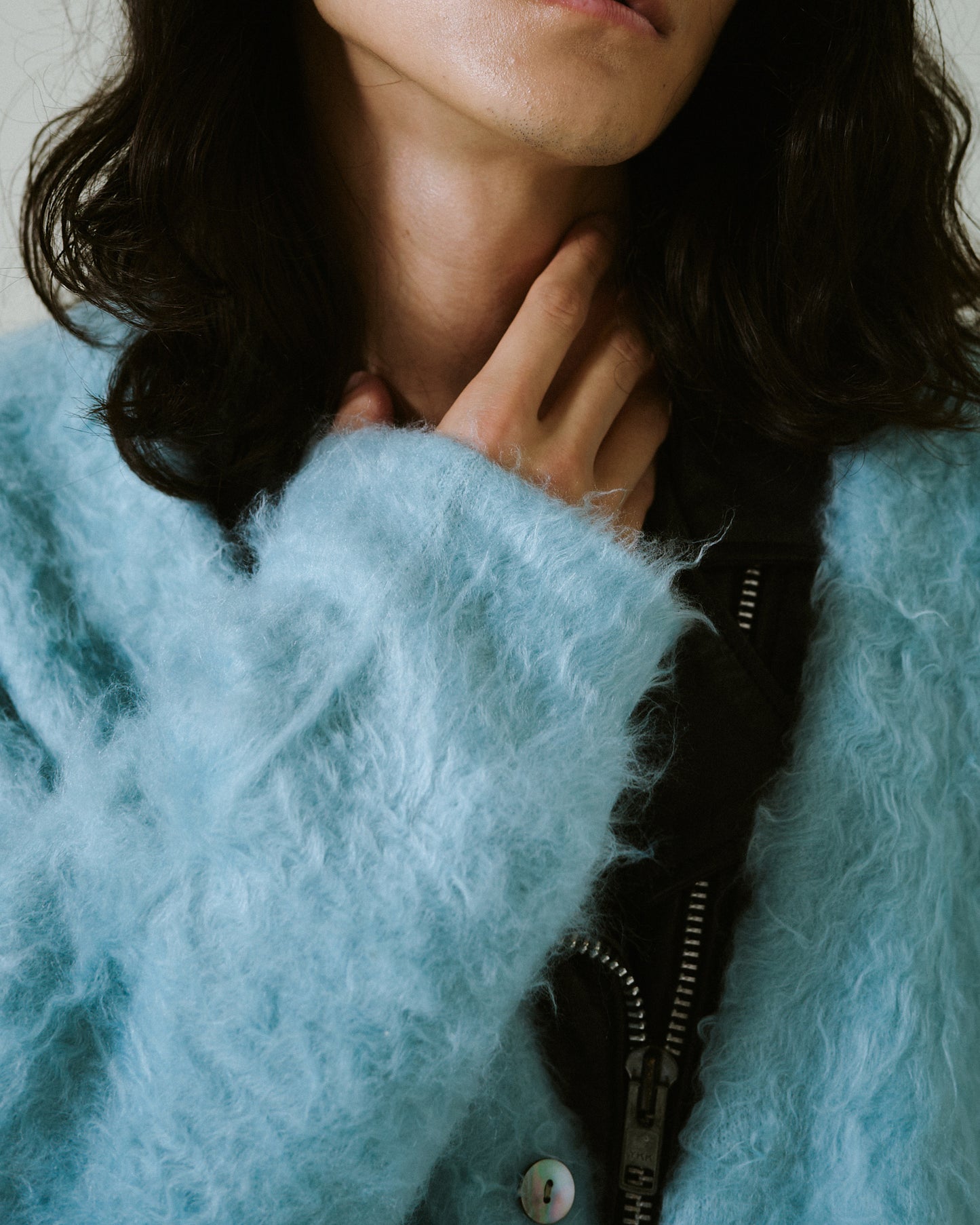 mohair touch super shaggy cardigan