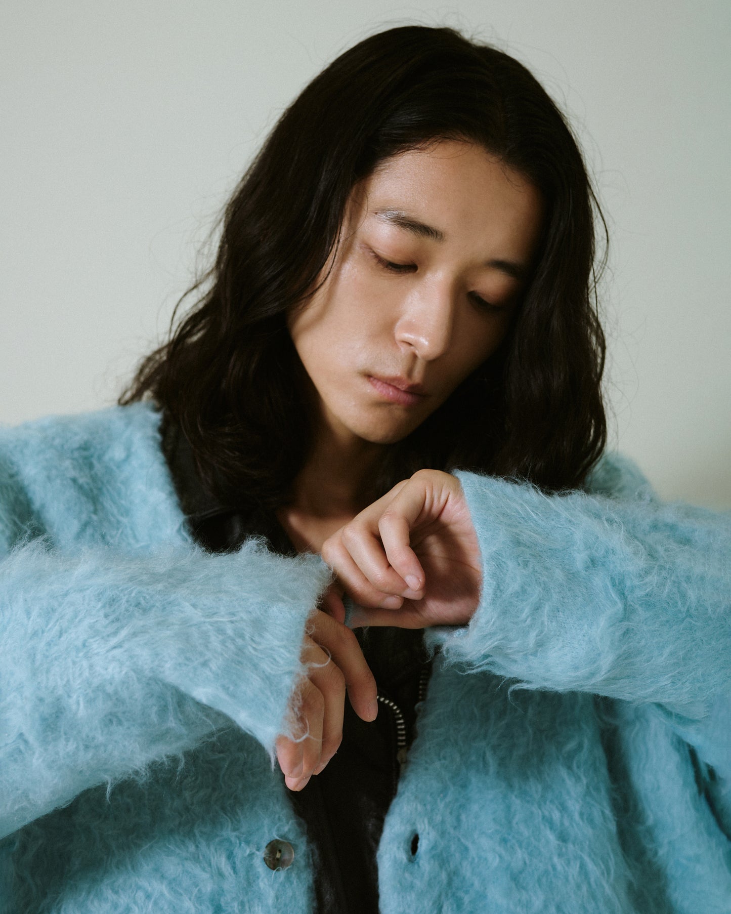 mohair touch super shaggy cardigan