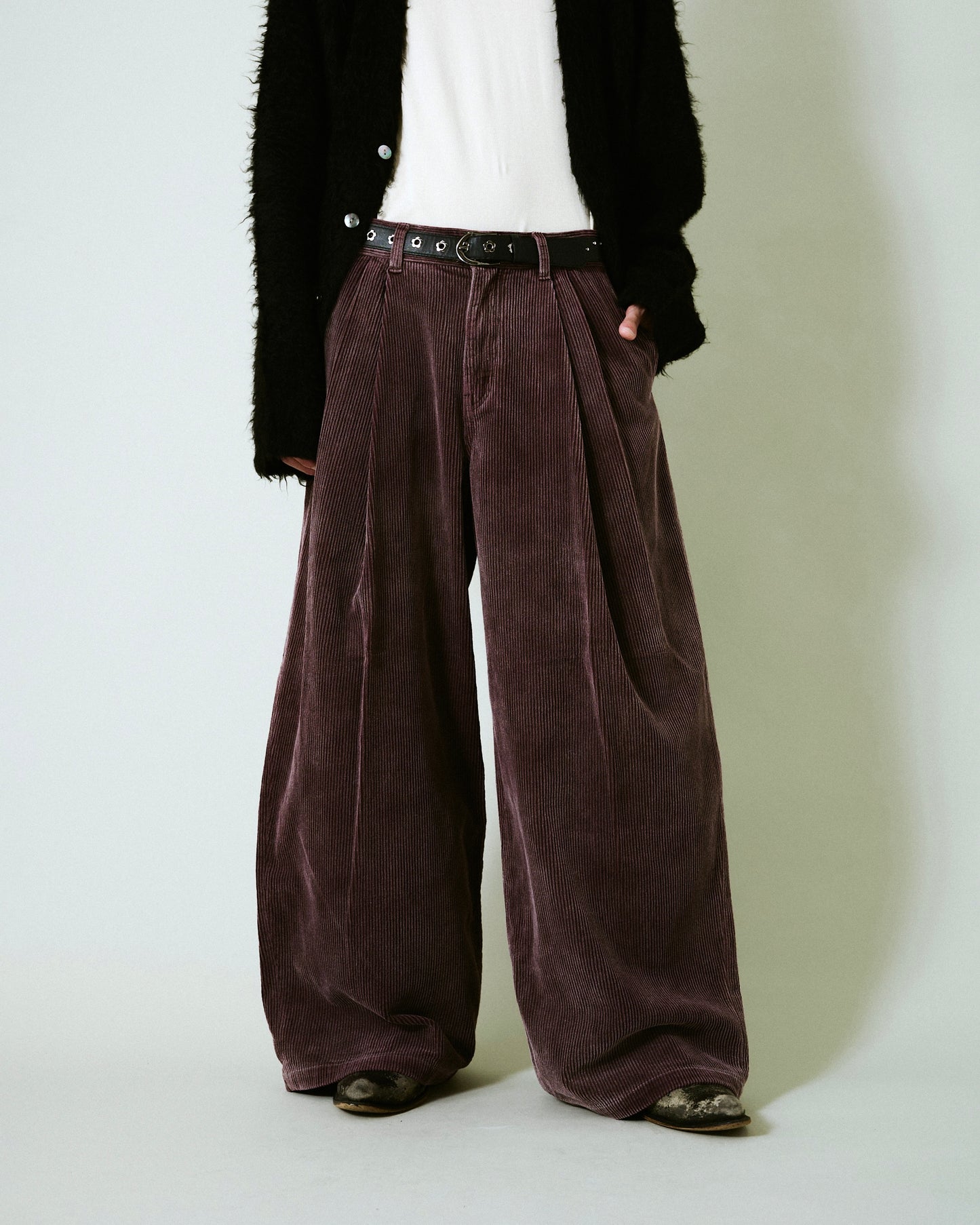 super baggy faded corduroy trousers