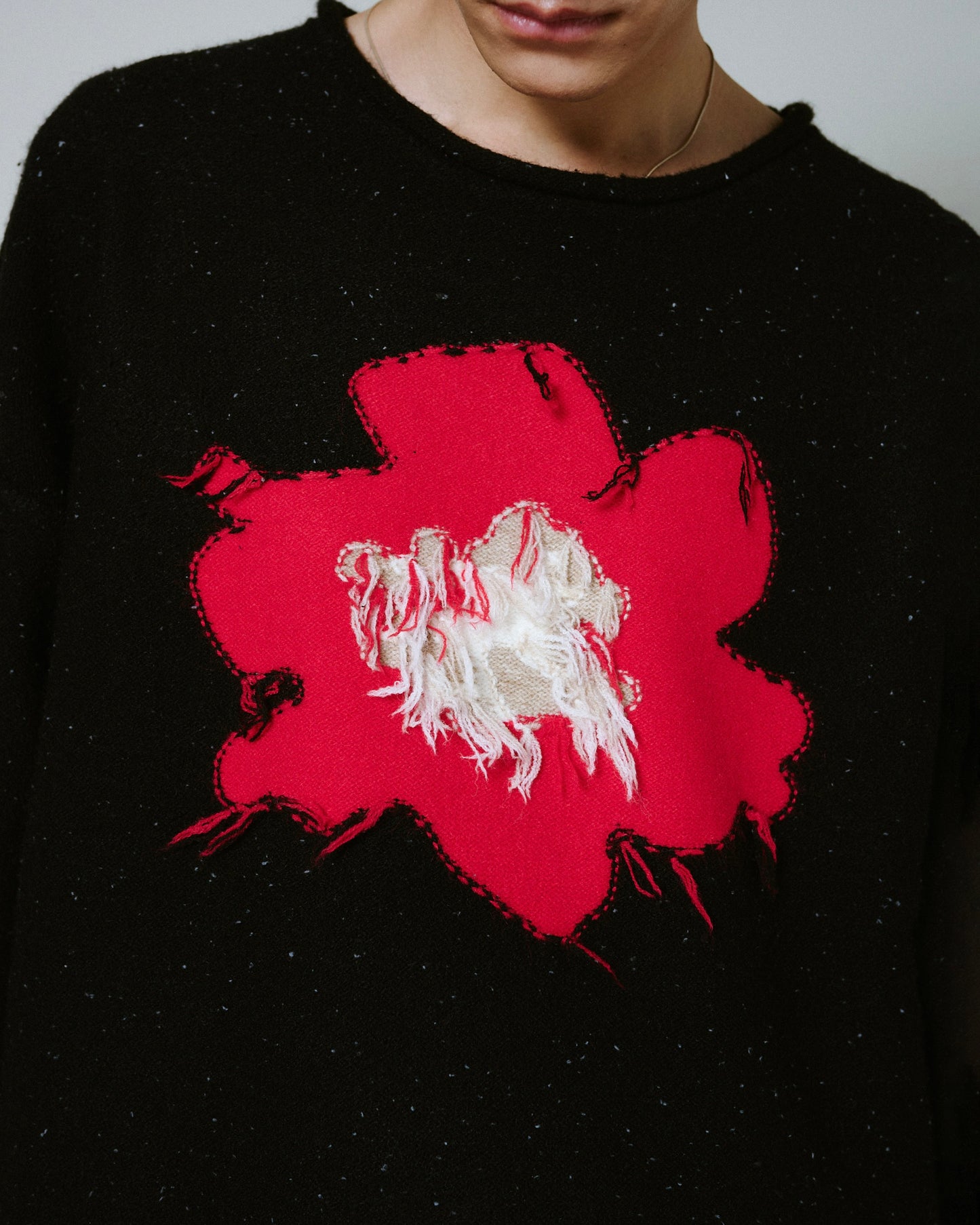 inside out flower motif nep sweater