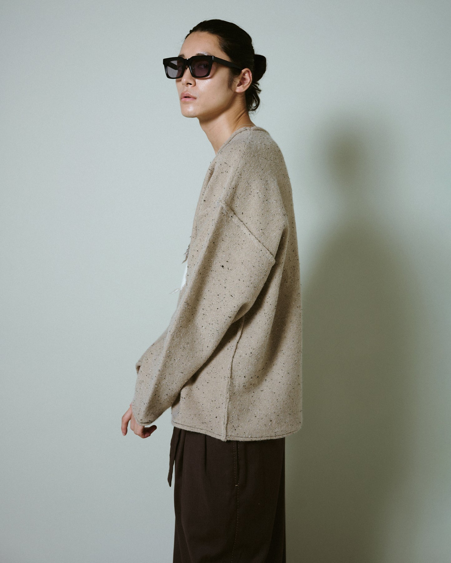 inside out flower motif nep sweater
