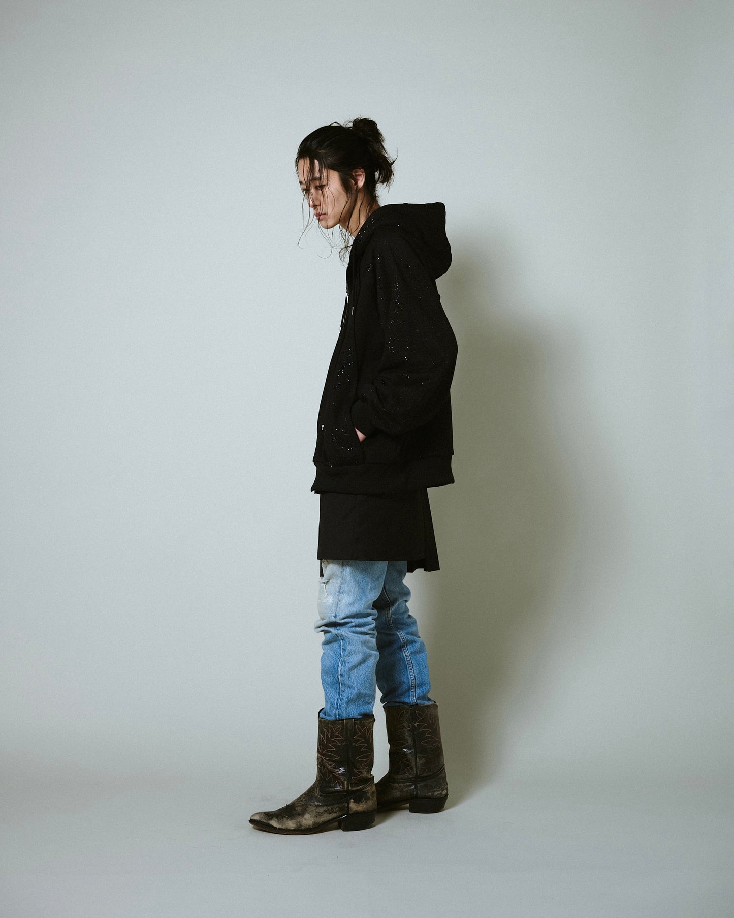 Glitter Seam Double-Zip Hoodie